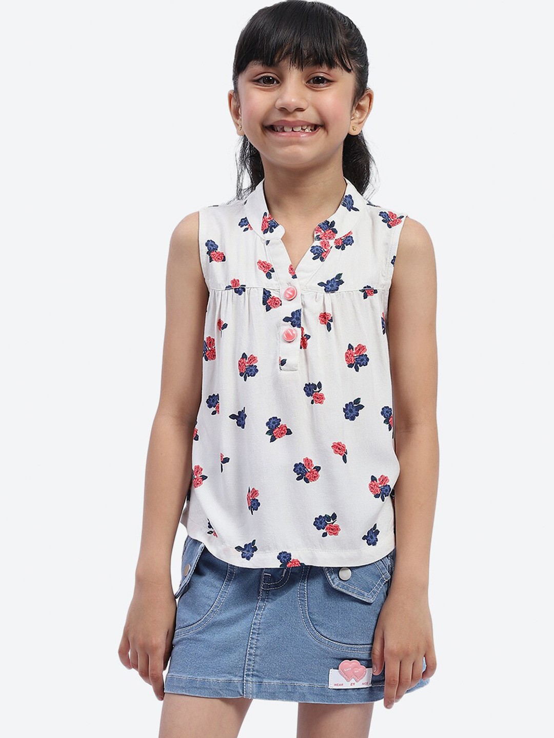 

ShilpShakti Floral Print Blouson Dress, White