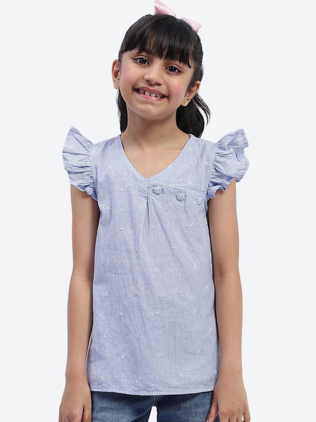 

ShilpShakti Flutter Sleeve A-Line Dress, Blue