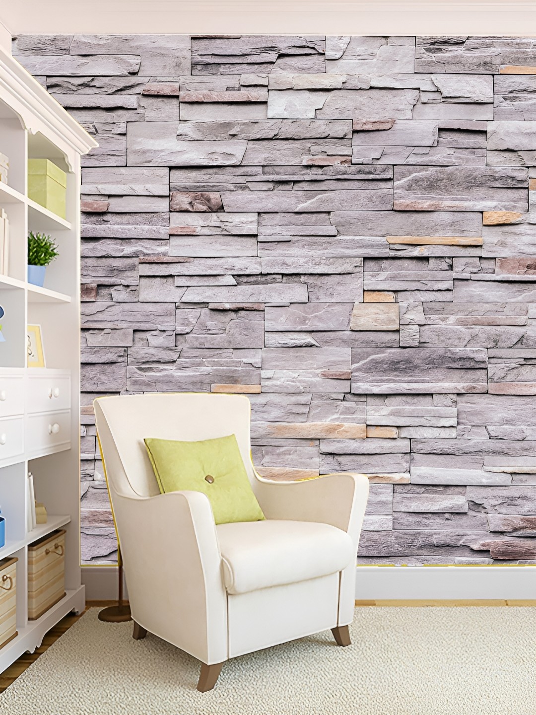 

KSHIRSA Grey Printed Self Adhesive 3D Wall Sticker