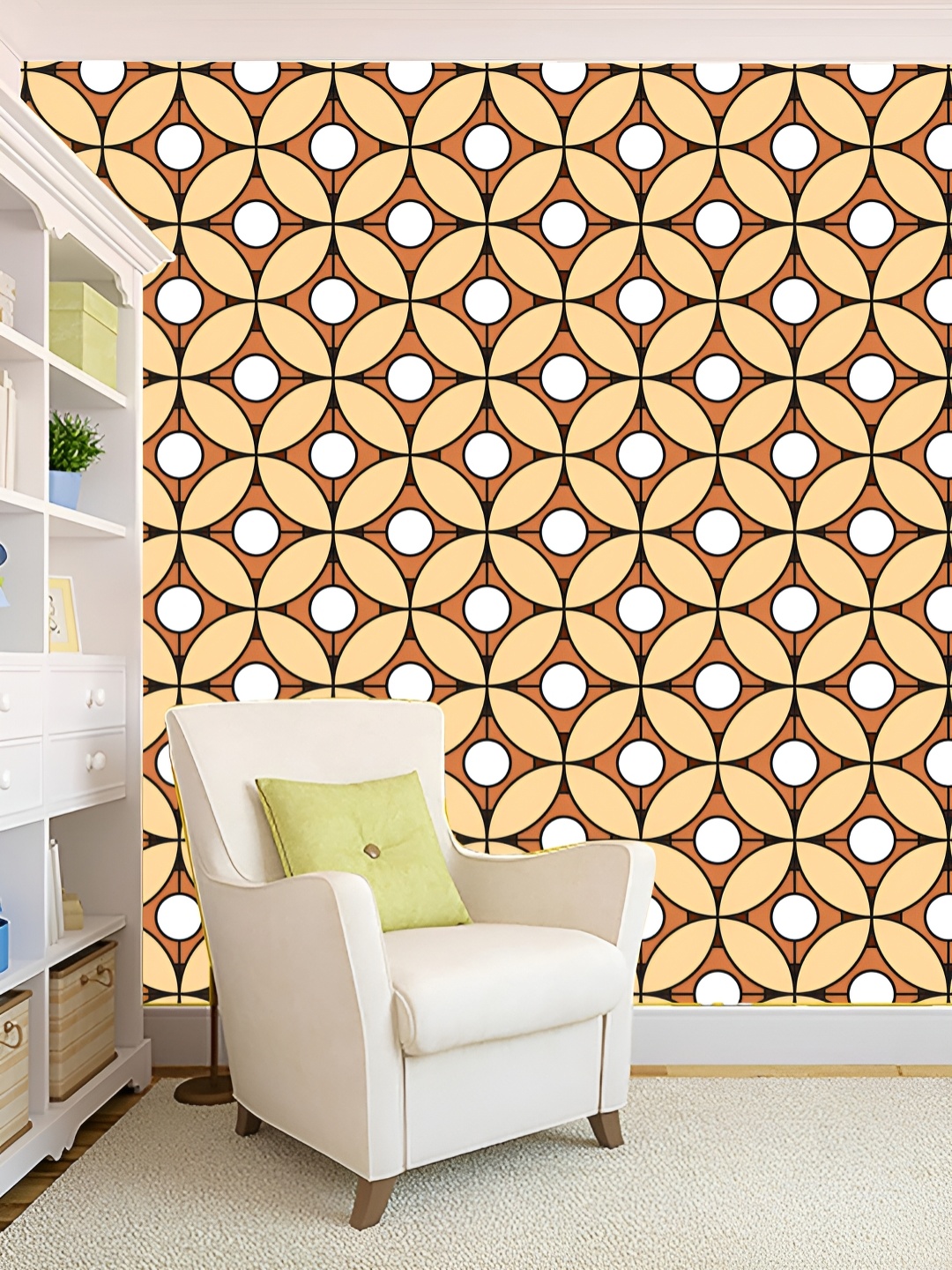 

KSHIRSA Brown & Beige Self Adhesive 3D Printed Wall Sticker