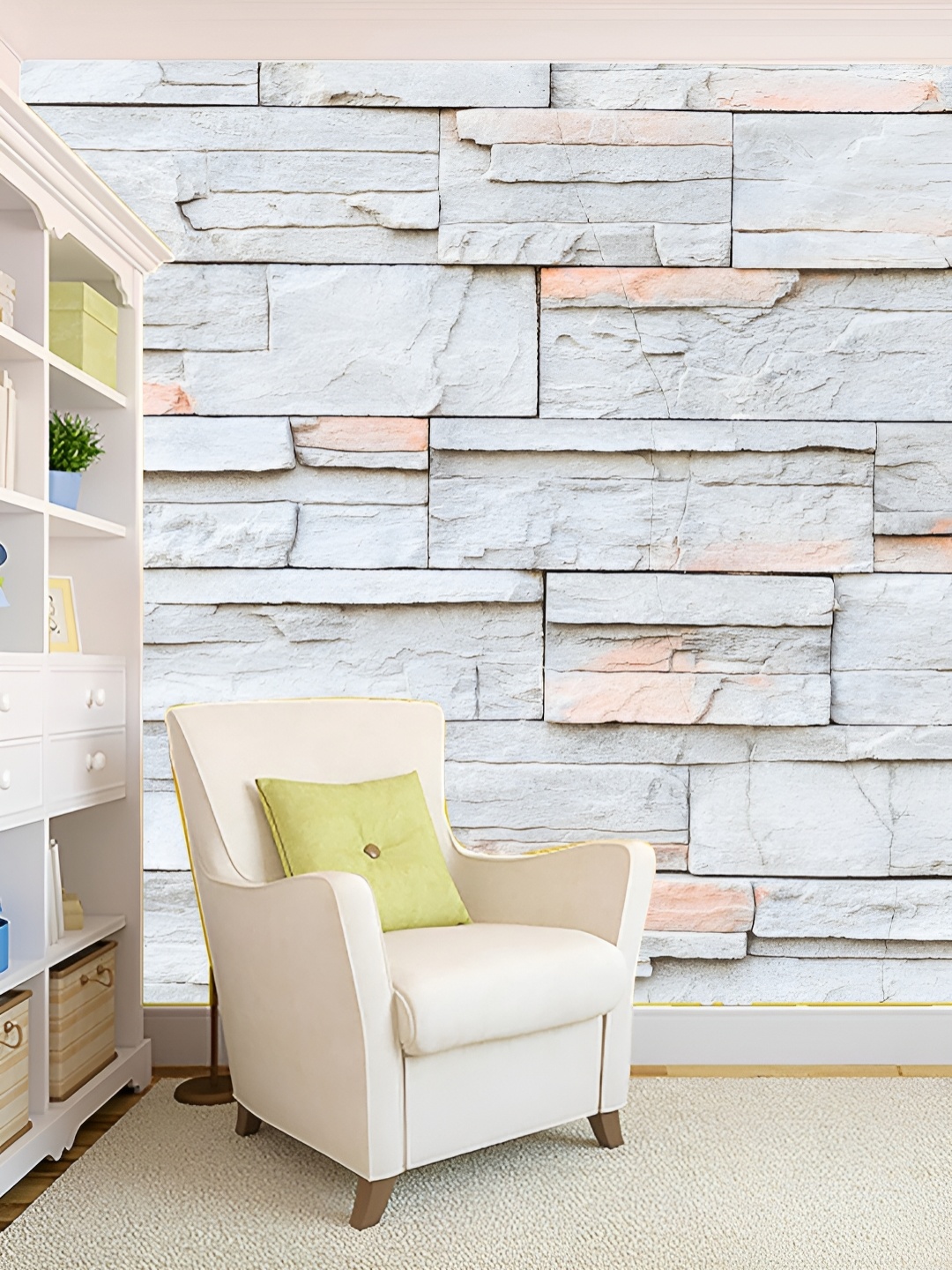 

KSHIRSA Grey & Peach-Colored Self-Adhesive Wall Stickers