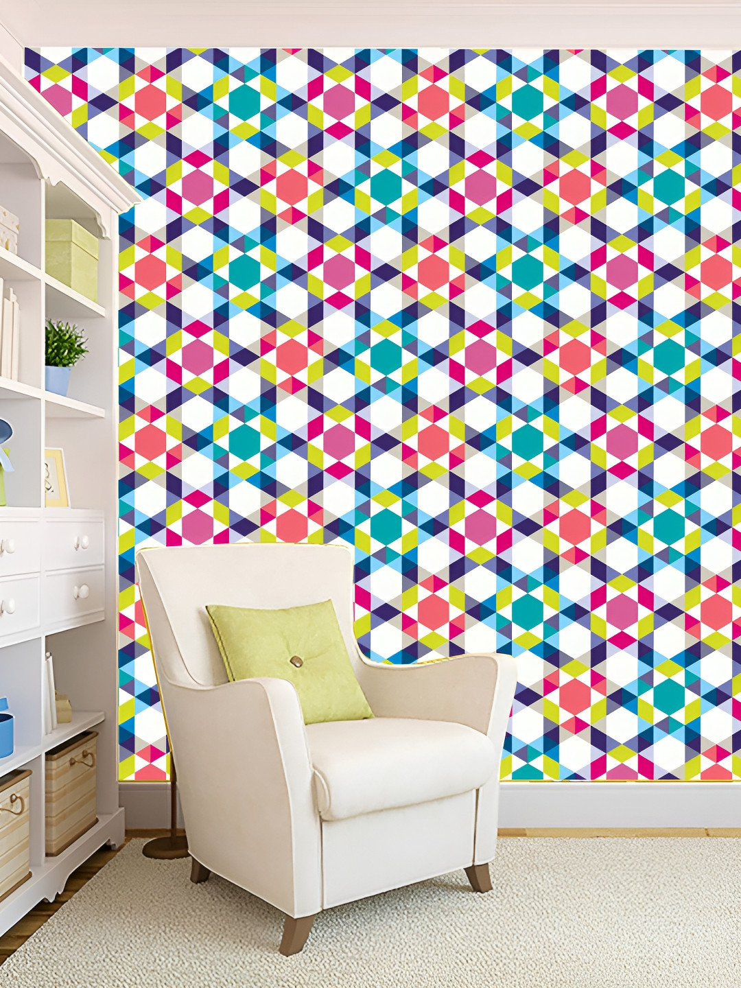 

KSHIRSA Blue & Pink Printed Self-Adhesive Wall Sticker