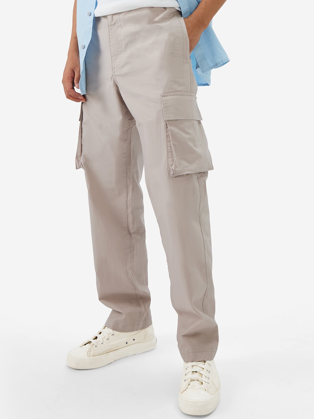 

The Souled Store Straight Fit Cargos Trouser, Grey