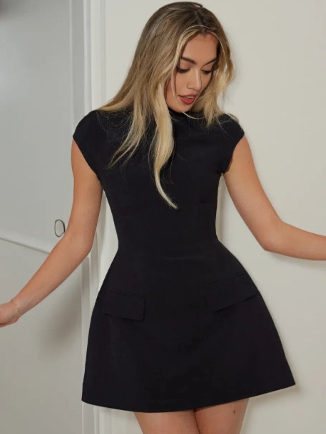 

StyleCast Black Mock Neck fit & flare Dress