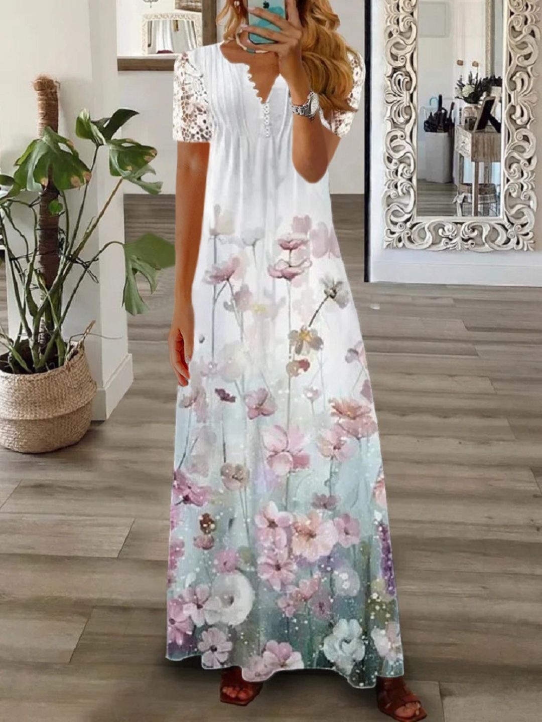 

StyleCast Floral Printed A-Line Dress, Grey