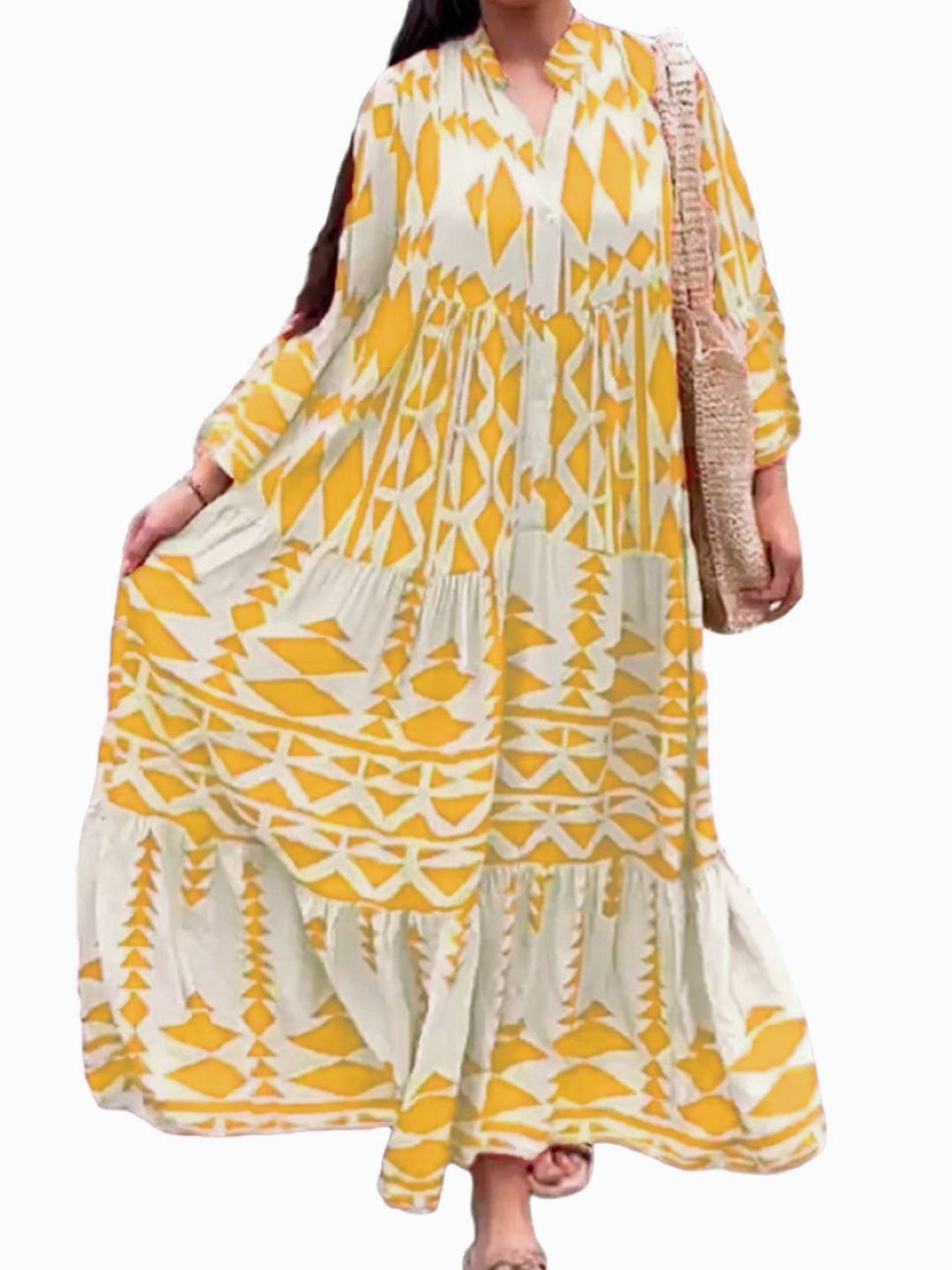 

StyleCast Yellow Printed Maxi Dress