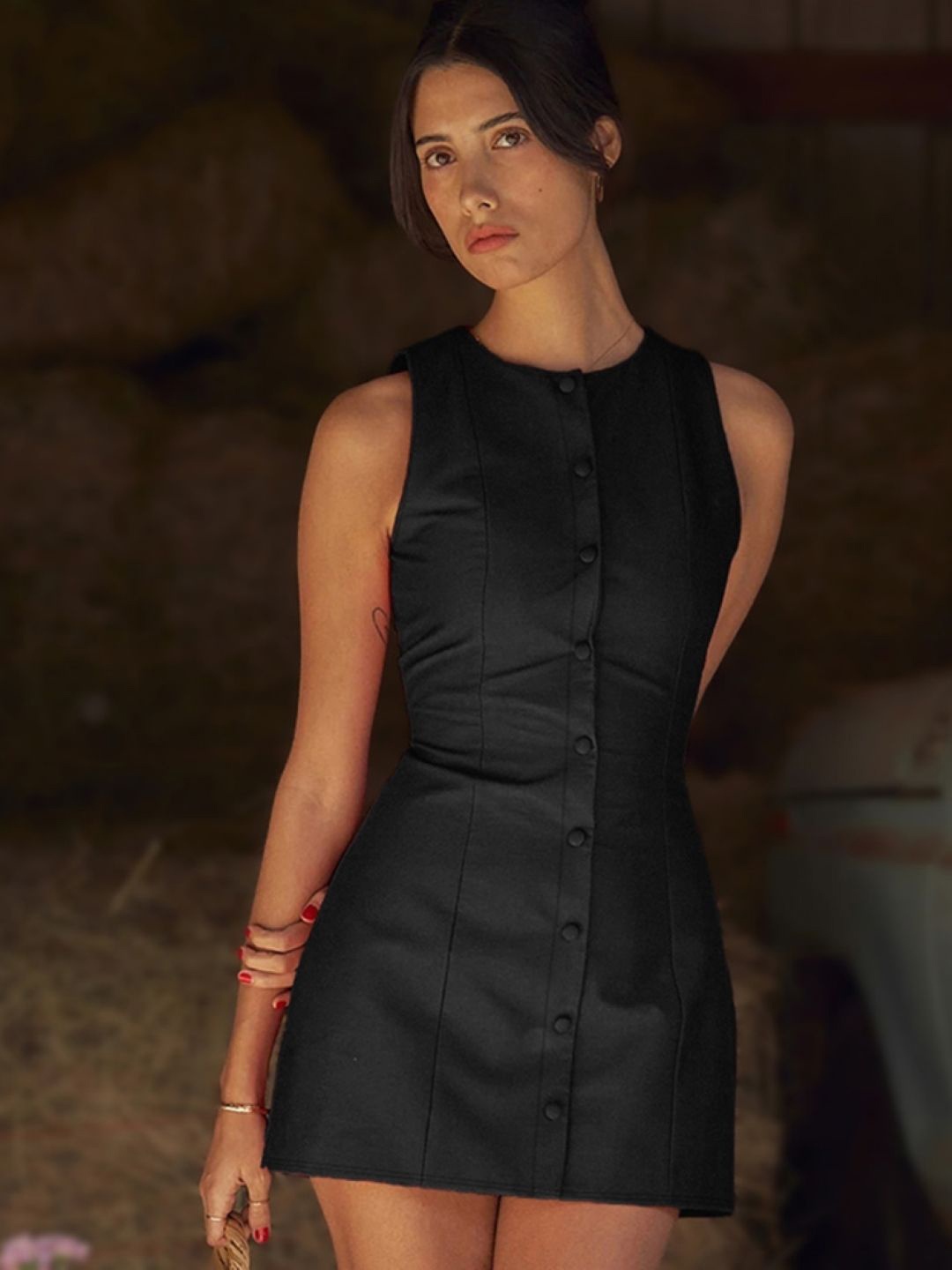 

StyleCast Women Round Neck Sheath Mini Dress, Black