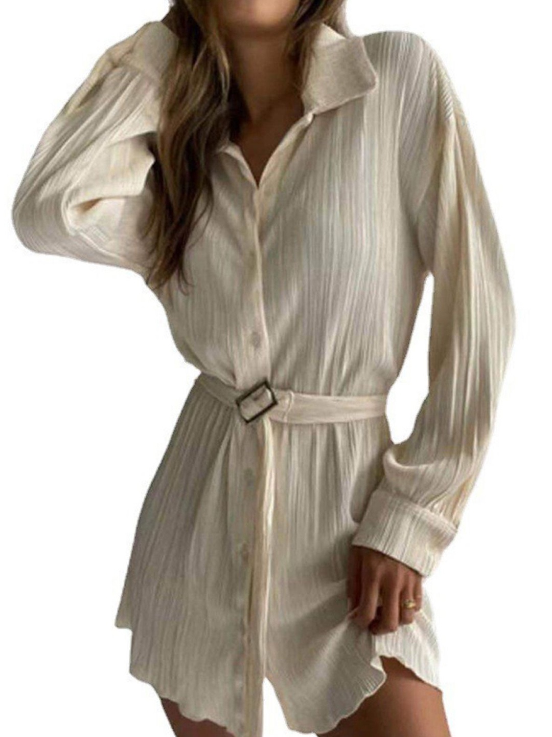 

StyleCast Khaki Cuffed Sleeves Shirt Mini Dress