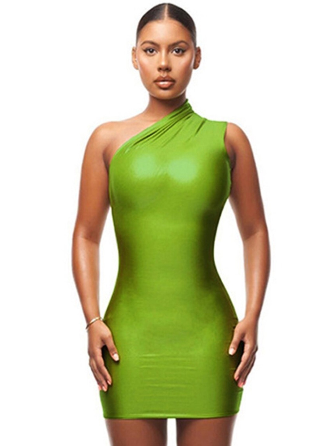 

StyleCast Women One Shoulder Sleeveless Bodycon Dress, Green