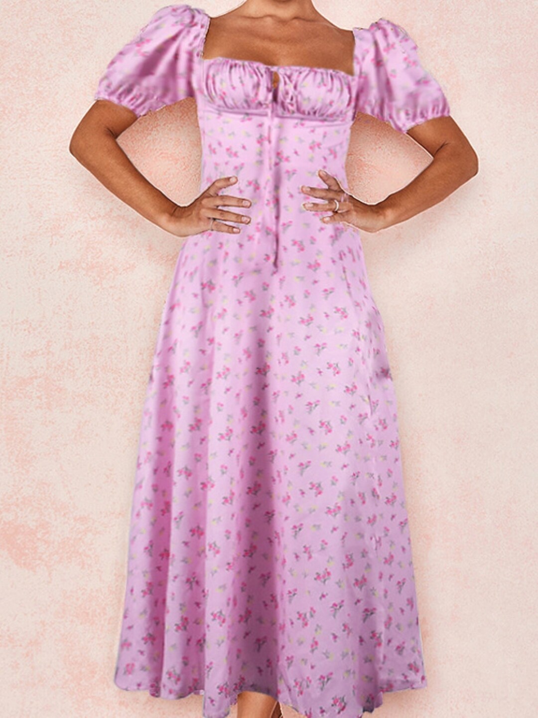 

StyleCast Purple Floral Print A-line Midi Dress, Pink