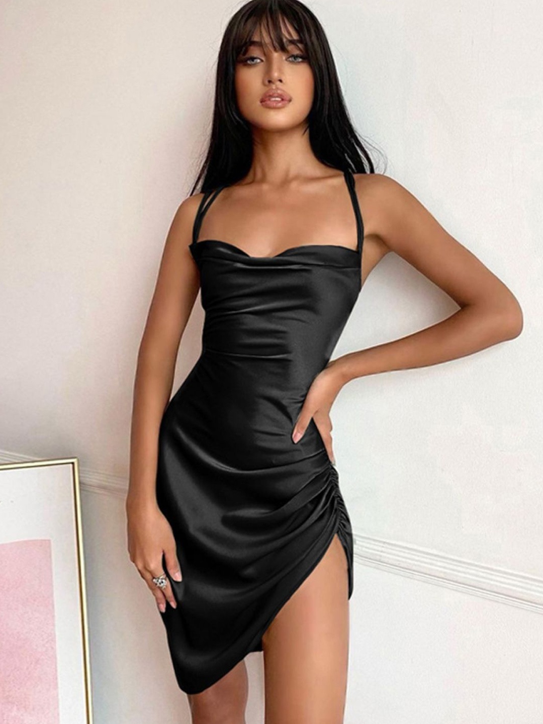 

StyleCast Women Black Shoulder Straps Bodycon Dress