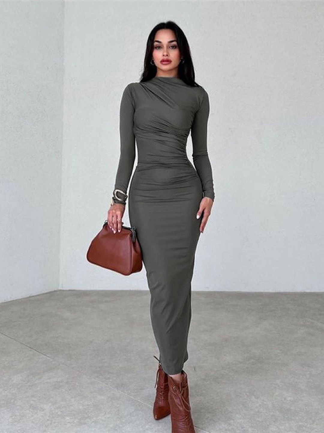 

StyleCast Grey Mock Neck Bodycon Maxi Dress
