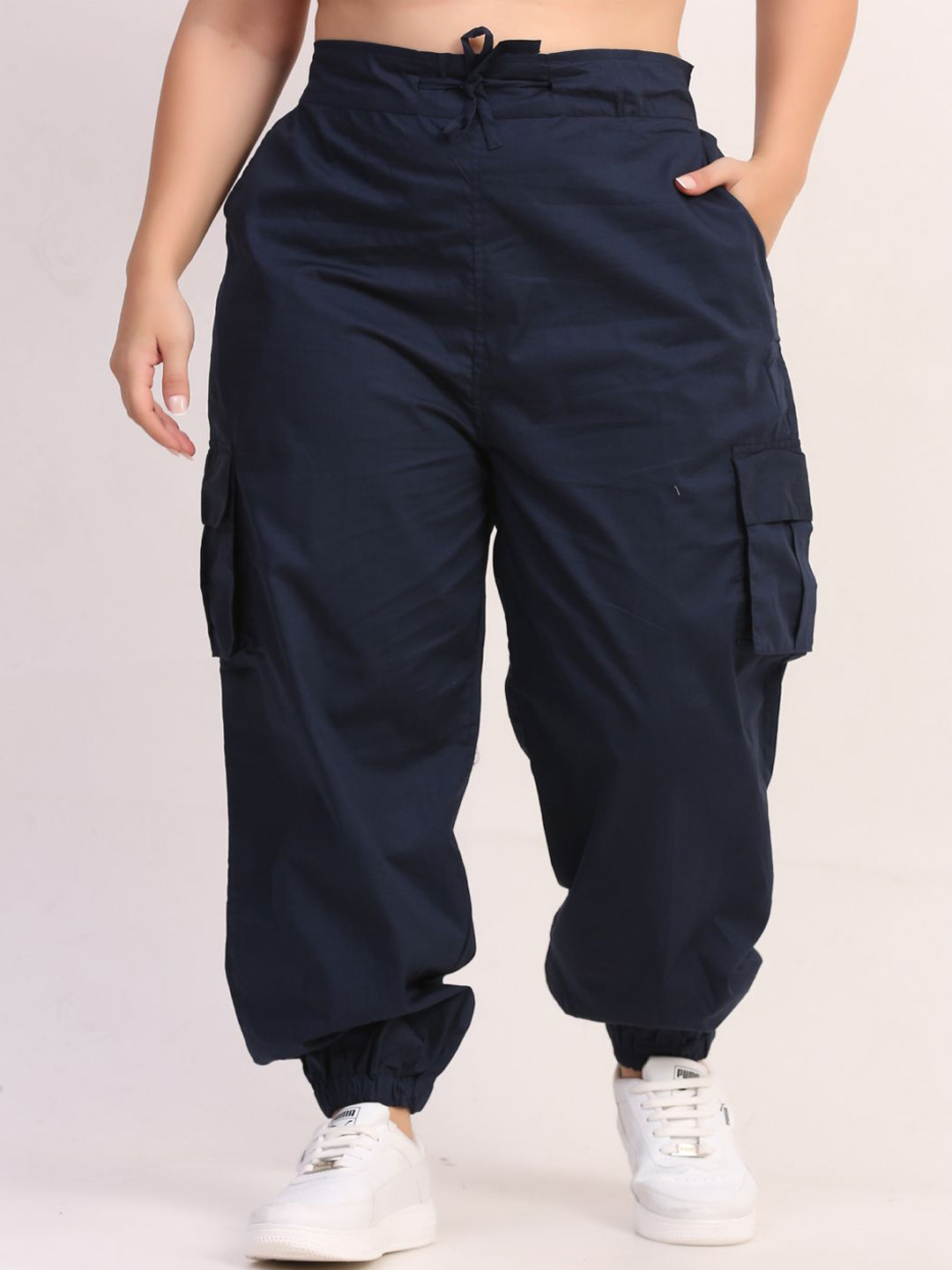

Jinfo Women Relaxed Slim Fit Easy Wash Trousers, Navy blue