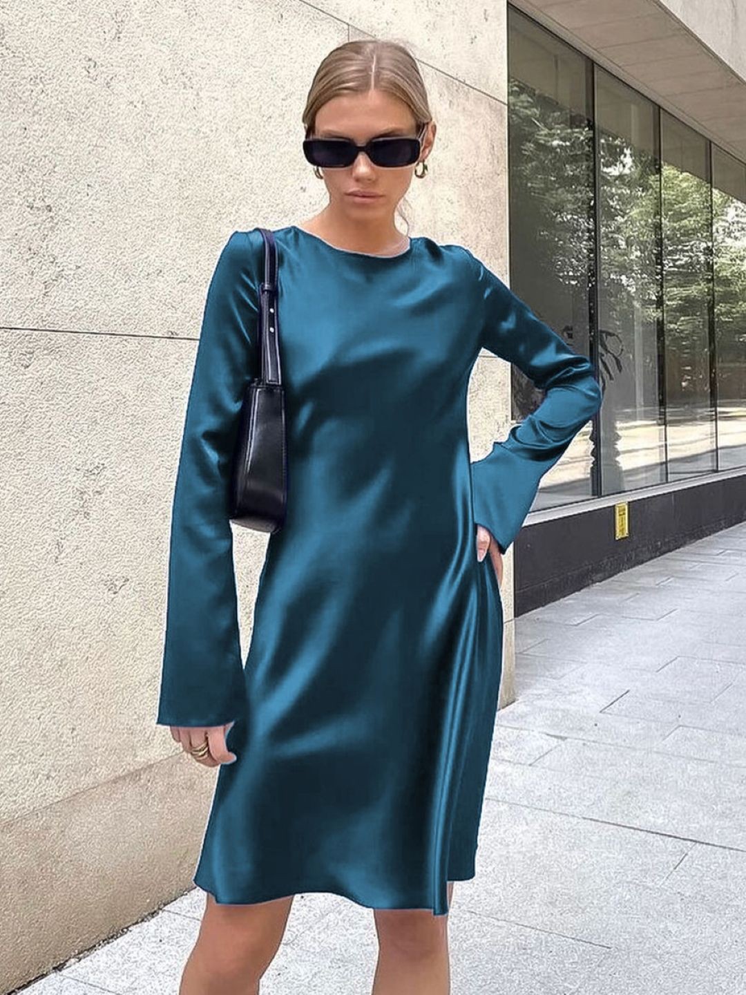 

StyleCast Blue Round Neck A-Line Dress