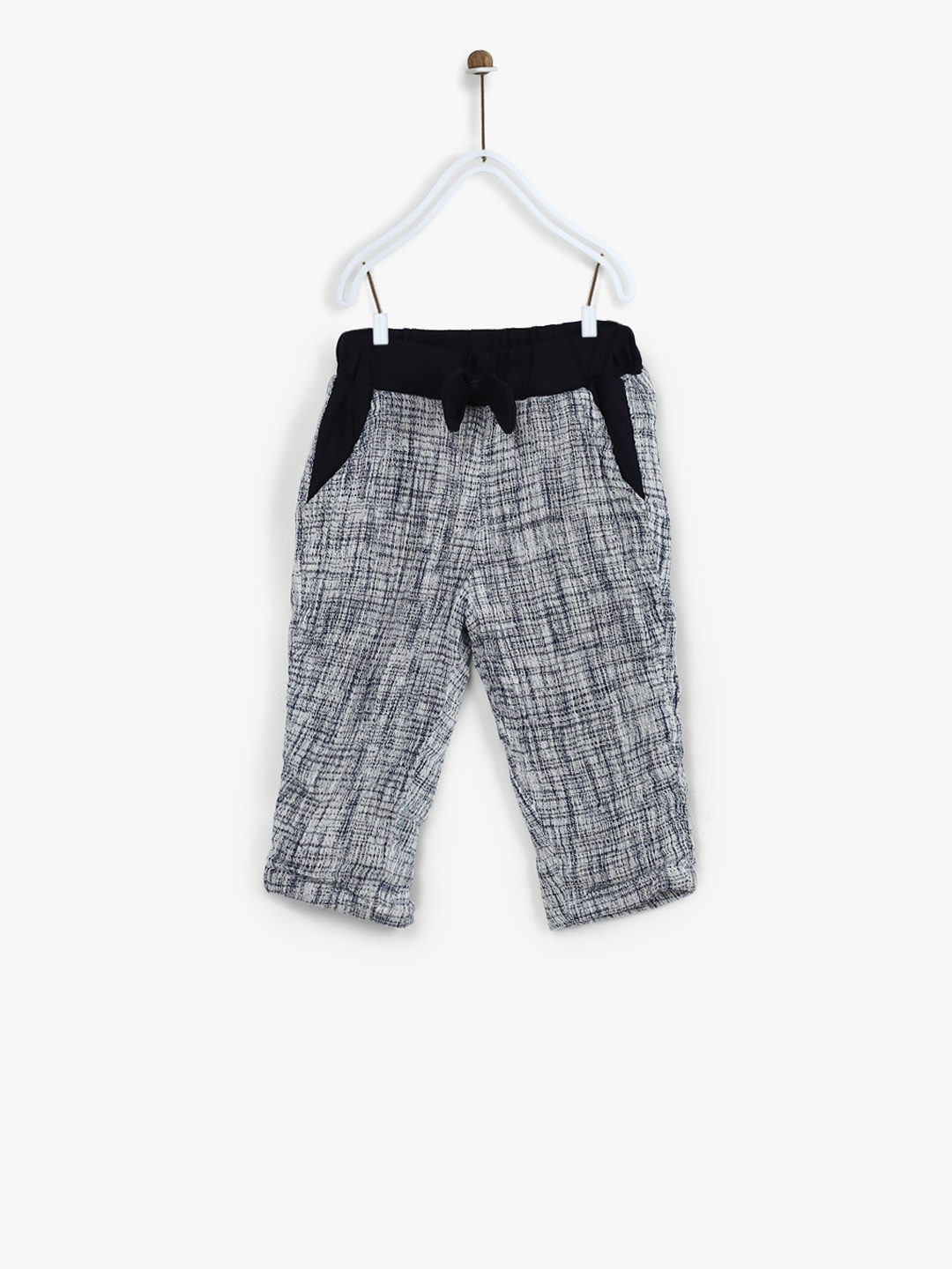 

Gini and Jony Girls Grey & Blue Regular Fit Self Design Regular Trousers