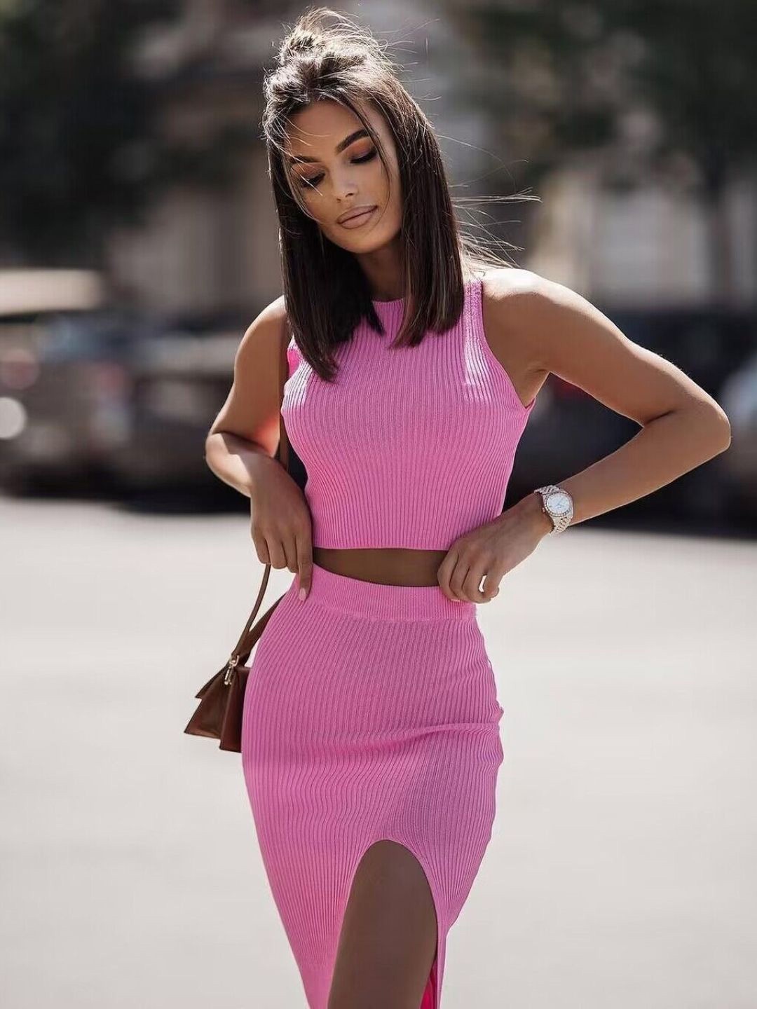 

StyleCast Pink Round Neck Bodycon Dress