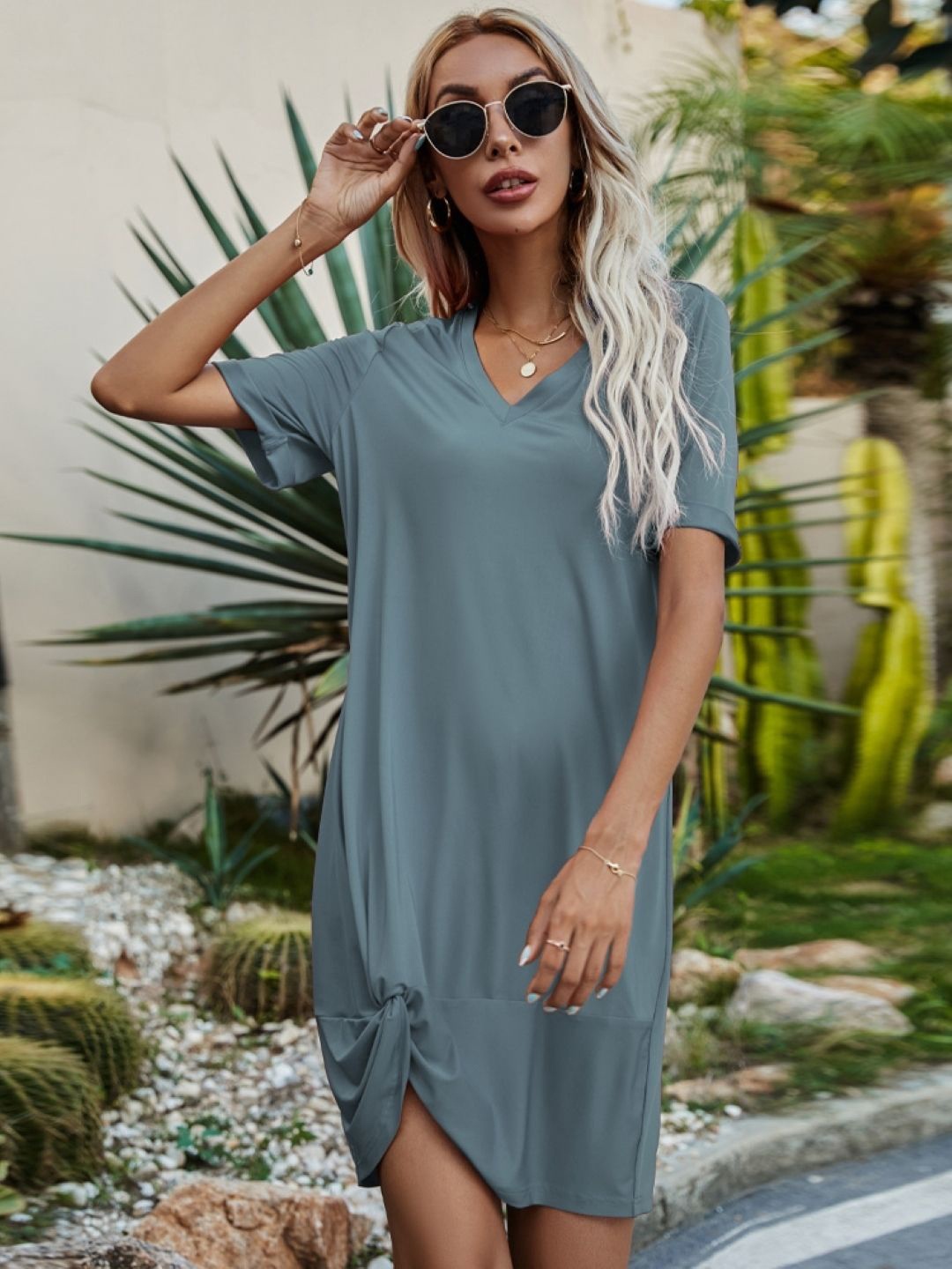 

StyleCast Blue V-Neck T-shirt Dress