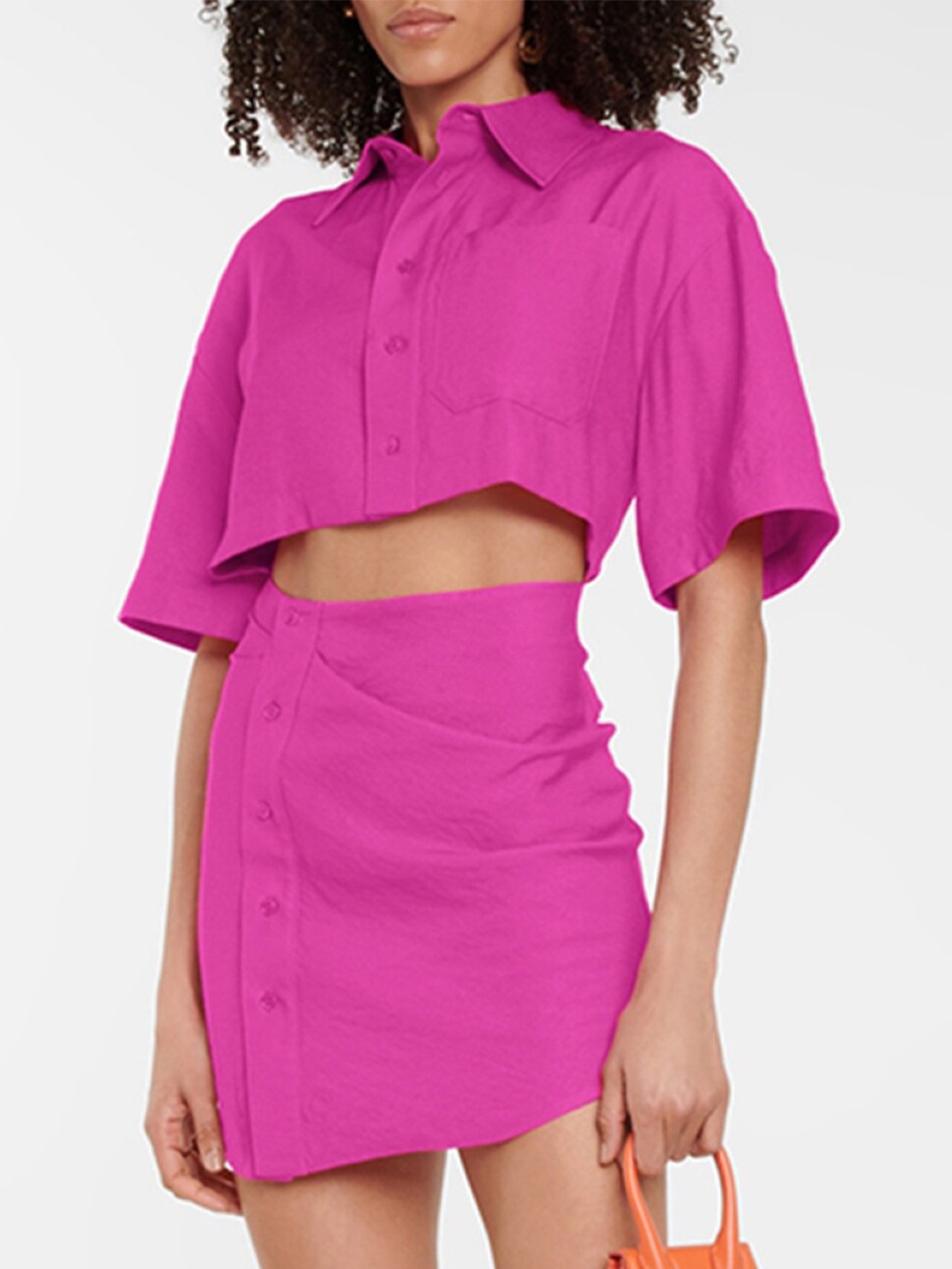

StyleCast Pink Shirt Collar Cotton Shirt Mini Dress