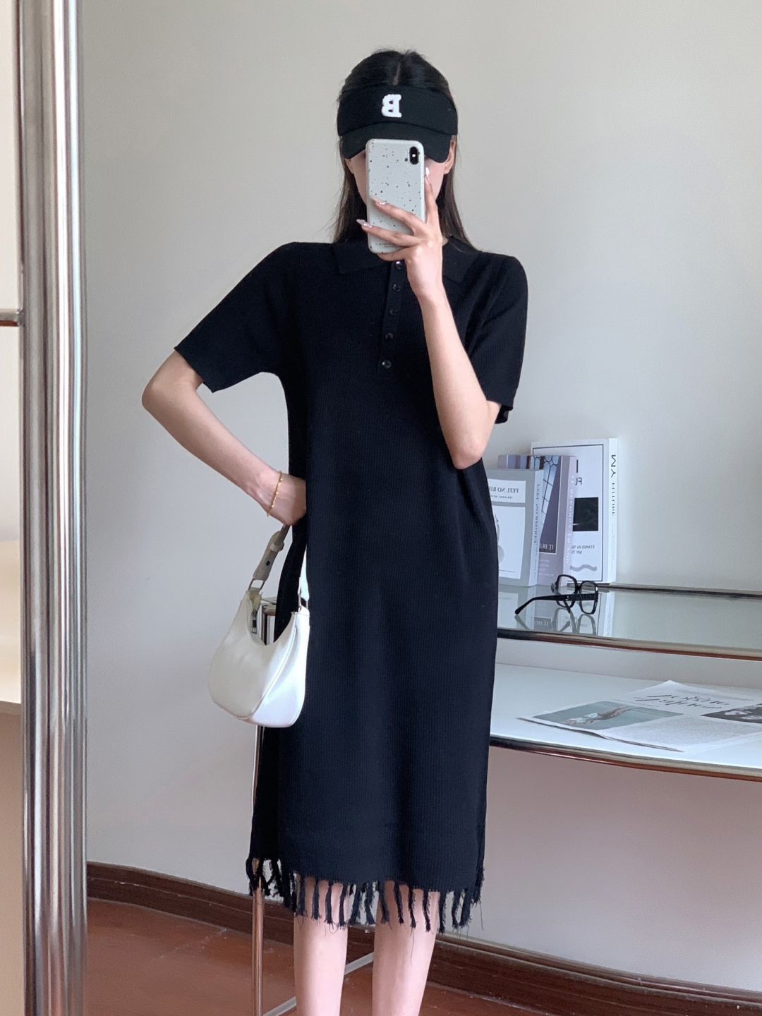 

StyleCast Women Shirt Collar Short Sleeves A-Line Dress, Black