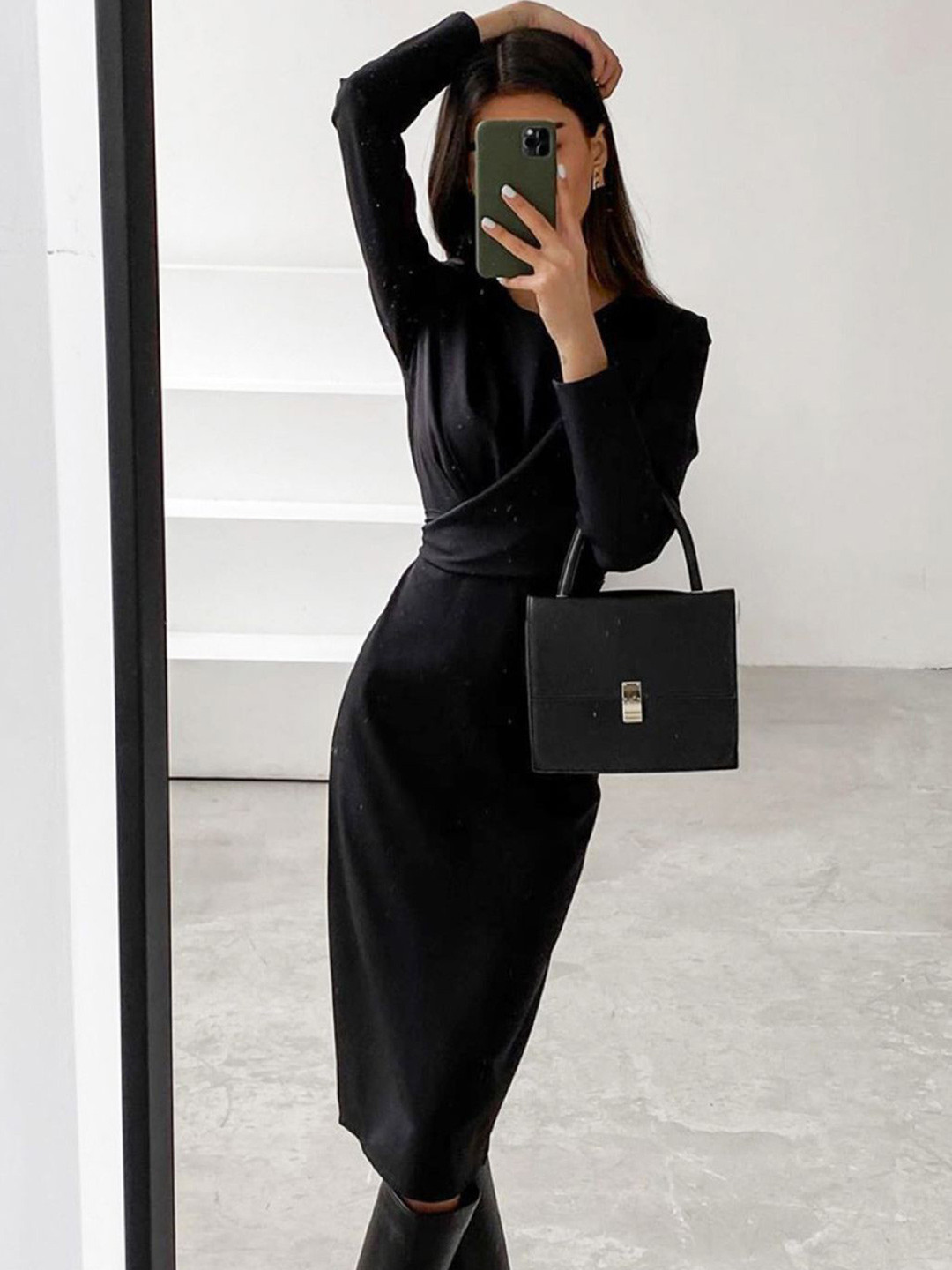 

StyleCast Women Round Neck Formal A-Line Dress, Black