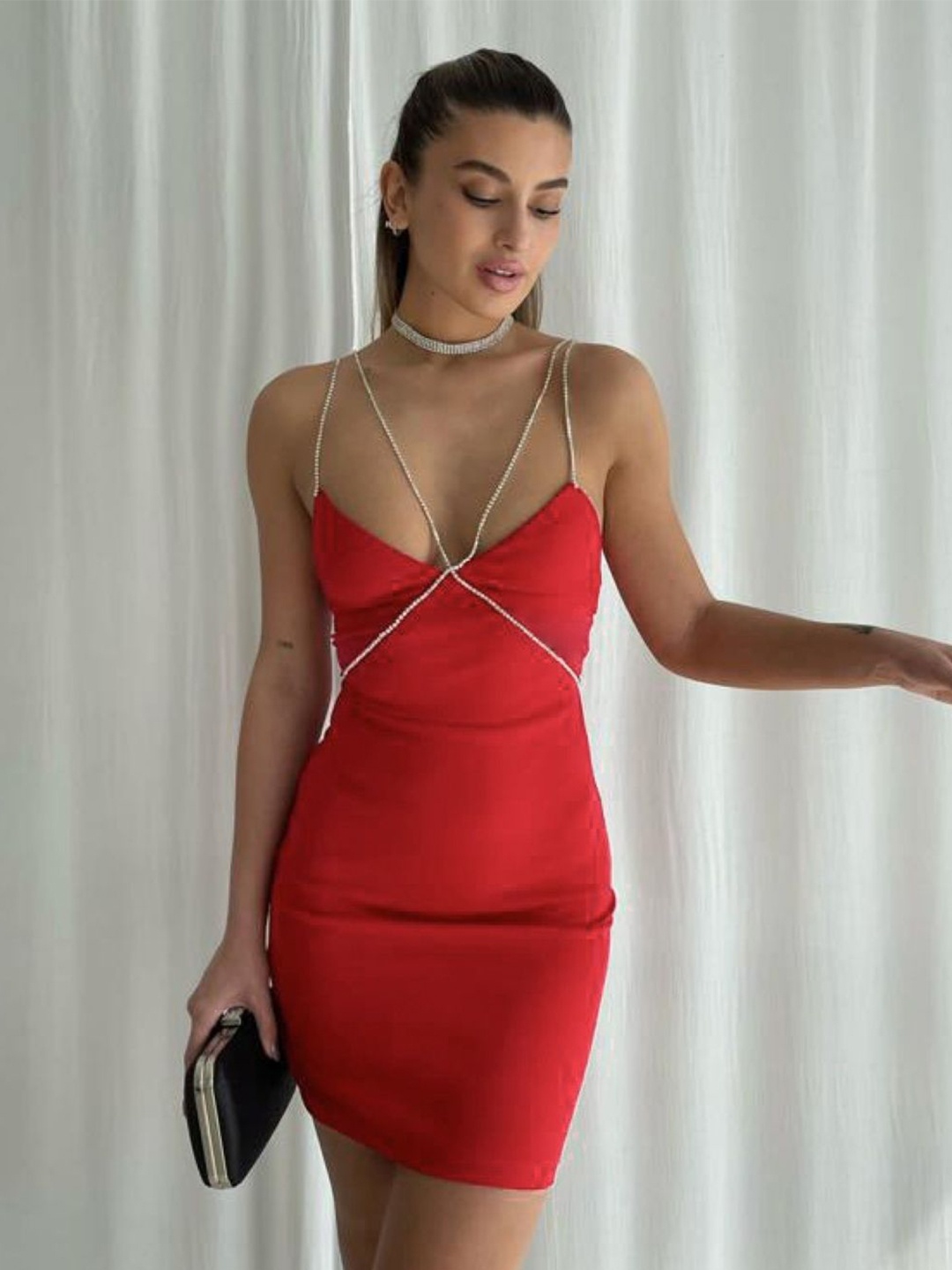 

StyleCast Women Shoulder Straps Bodycon Dress, Red