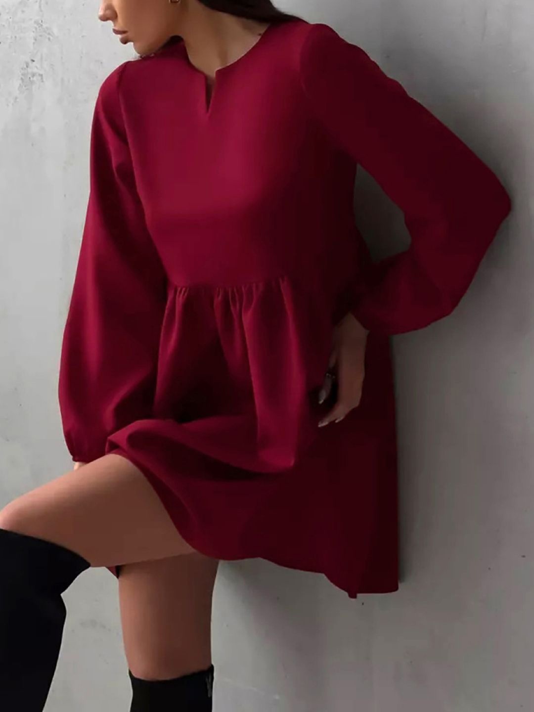 

StyleCast Women Round Neck A Line Dress, Red