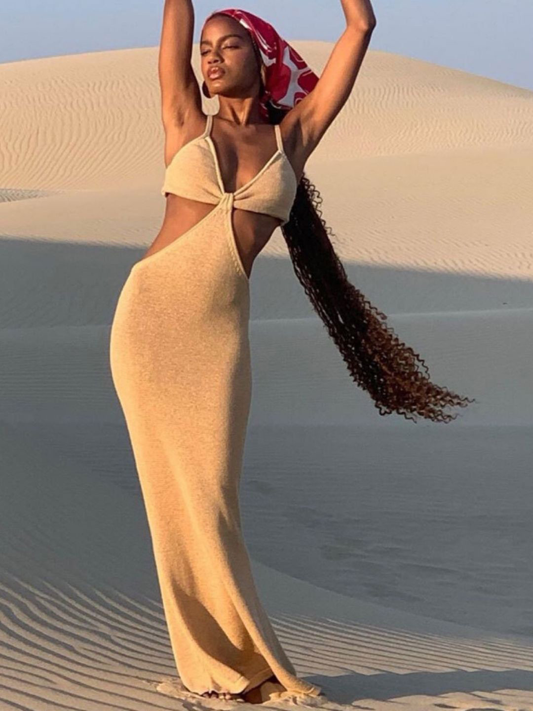 

StyleCast Khaki Shoulder Straps Bodycon Maxi Dress