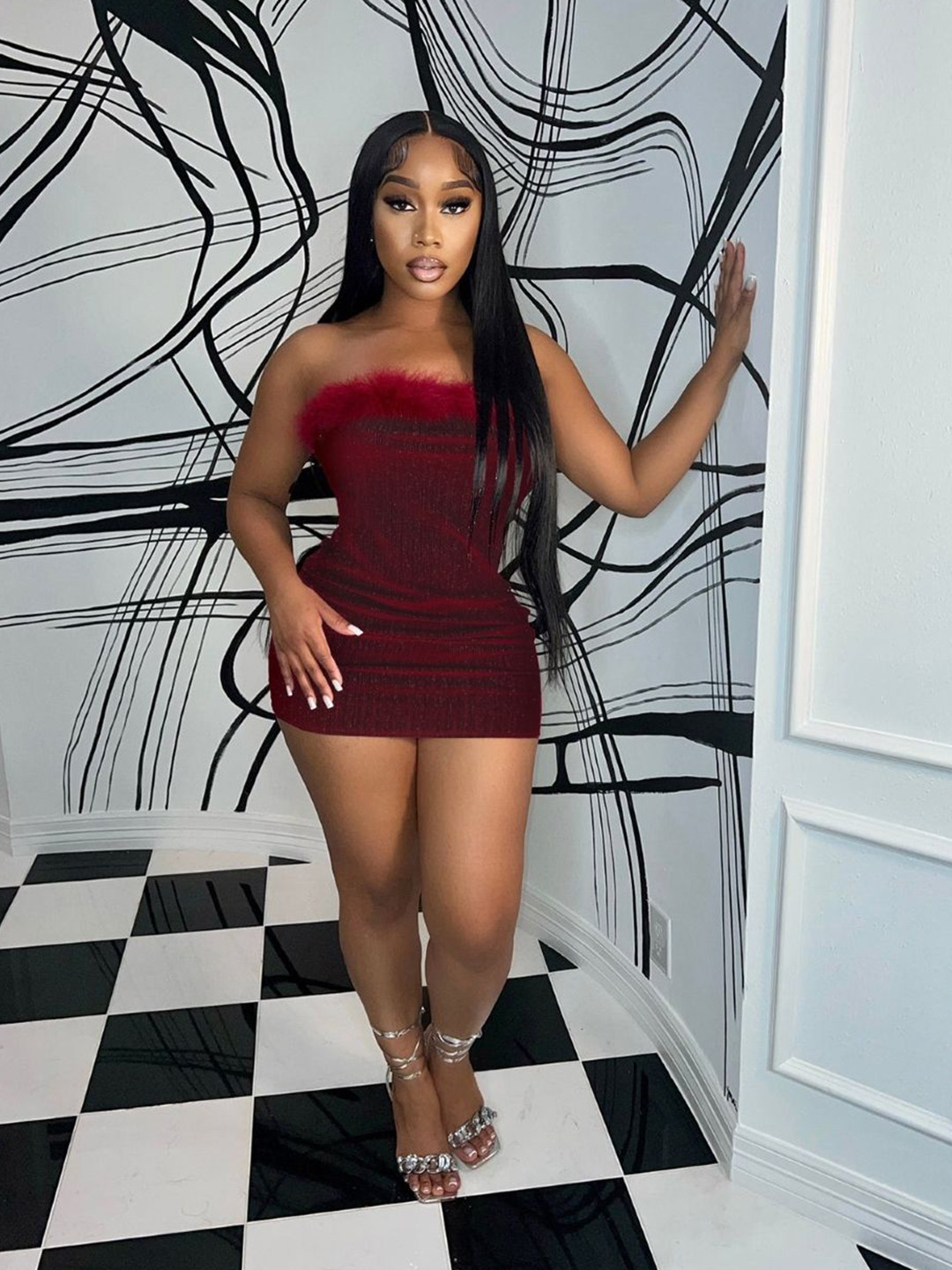 

StyleCast Women Strapless Mini Bodycon Dress, Red