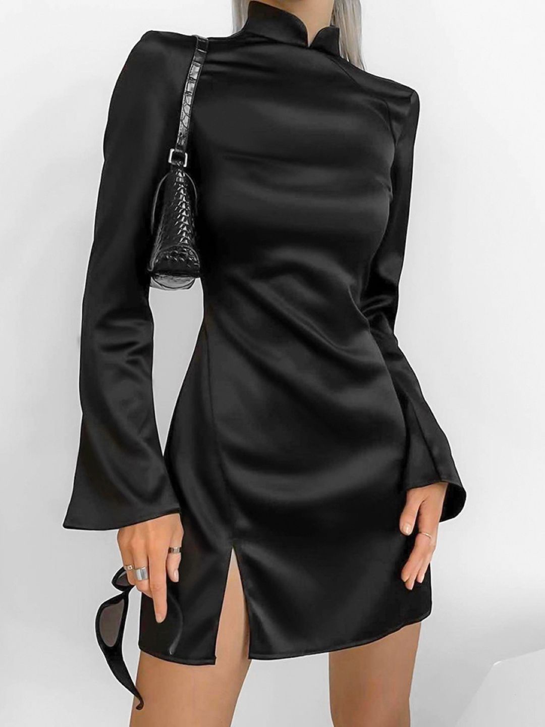

Stylecast X KPOP Black Mock Neck Long Sleeves Bodycon Dress