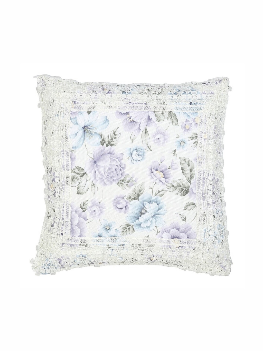 

MONKDECOR Blue & White Floral Jute Cotton Square Cushion Covers