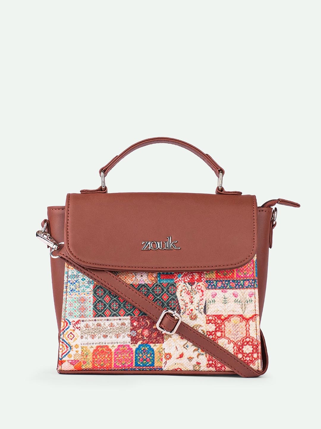 

ZOUK Kutch Gamthi Ethnic Motifs Printed Structured Handheld Bag, Beige