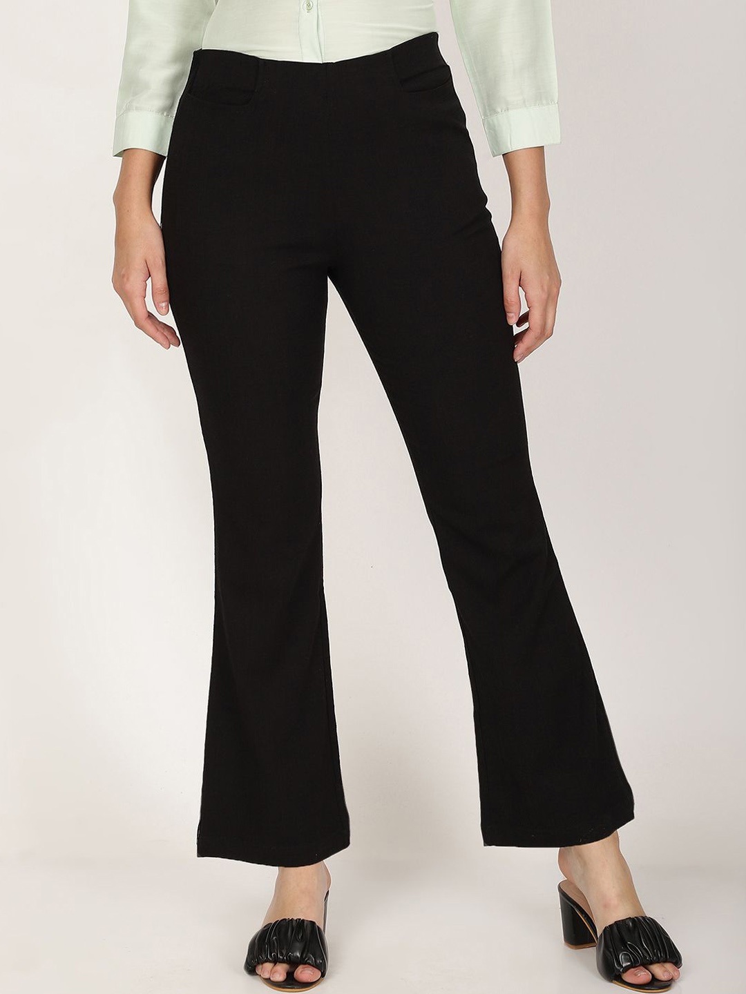 

FUTURO Women Mid-Rise Smart Bootcut Trouser, Black