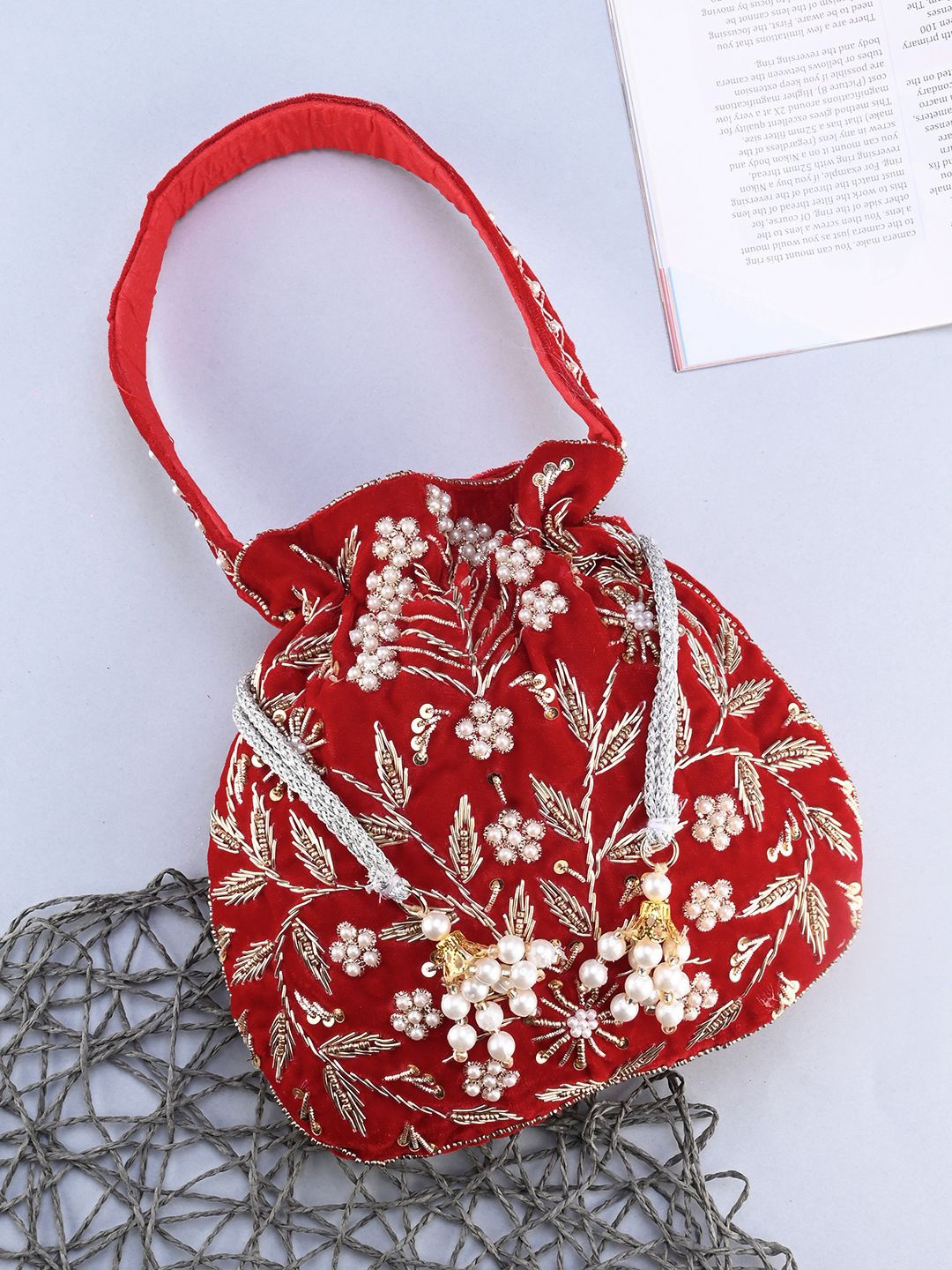 

Anouk Red Embroidered Potli Clutch