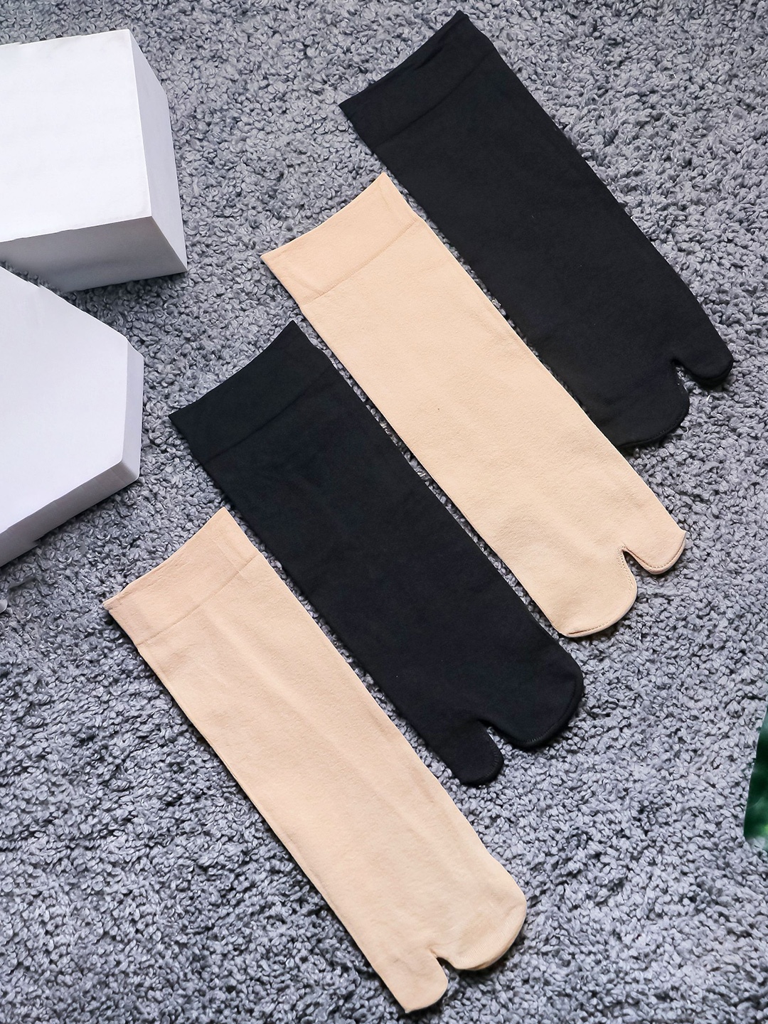 

Brauch Women Pack Of 4 Calf length Socks, Nude