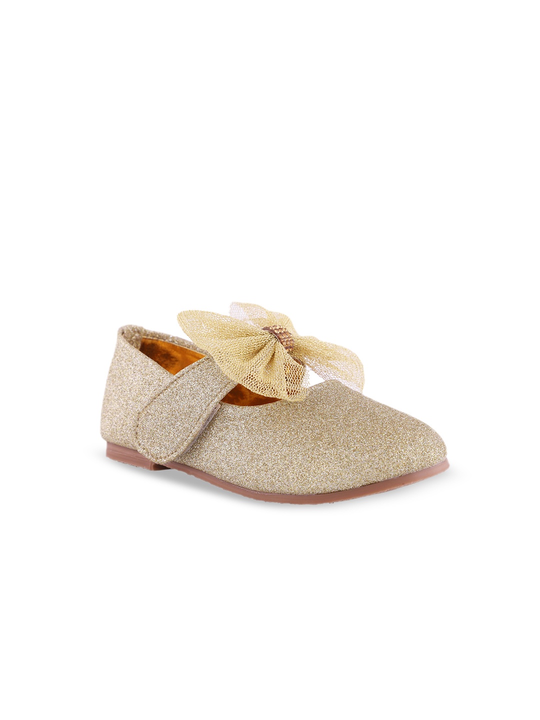 

Minesole Girls Embellished Ballerinas With Bows, Gold