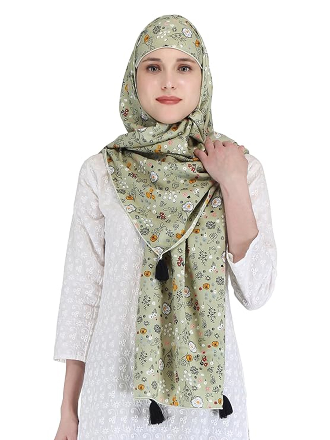 

SWITCHON Floral Printed Stole, Green