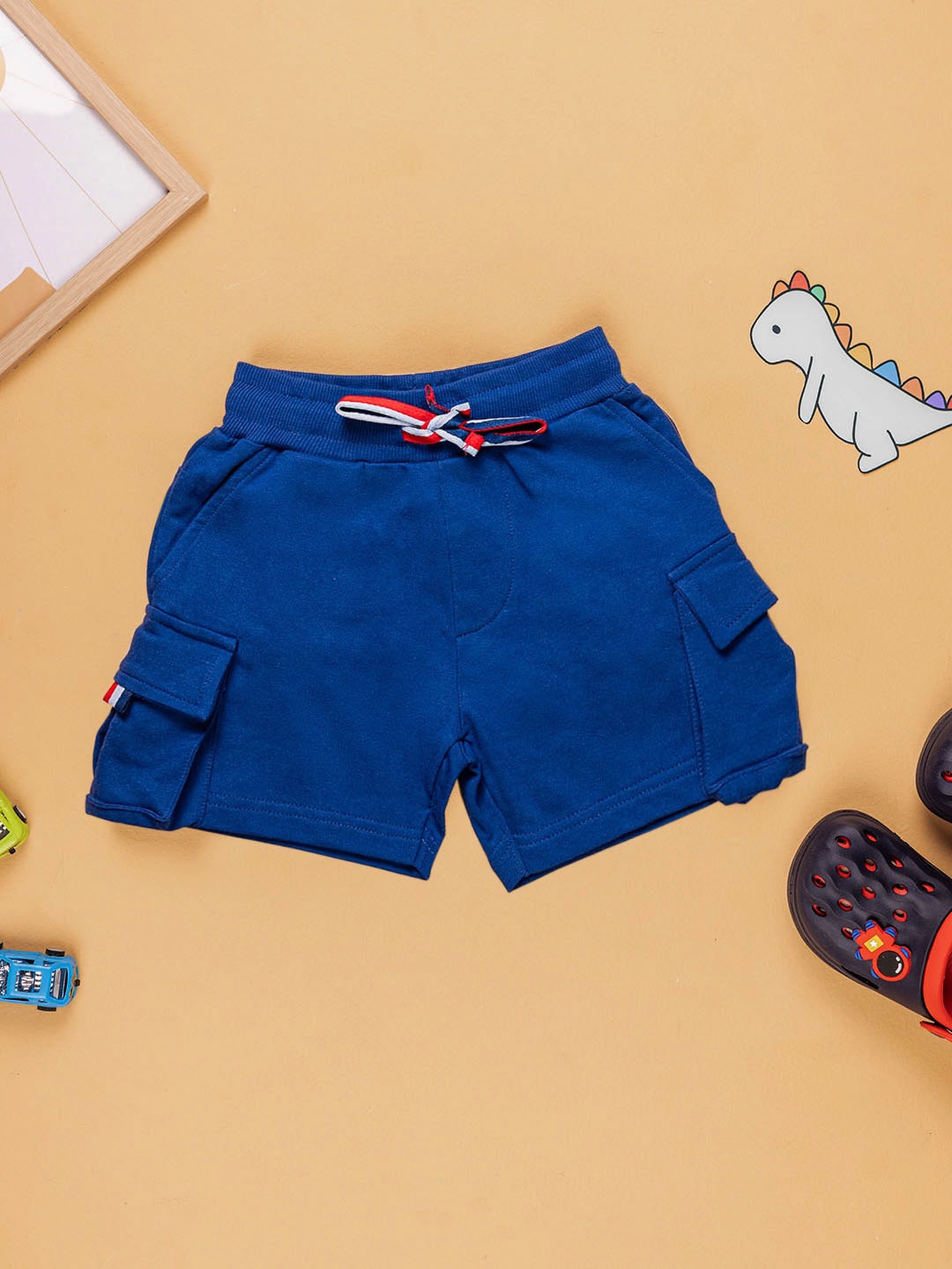 

Purple United Kids Boys Mid-Rise Cotton Cargo Shorts, Navy blue