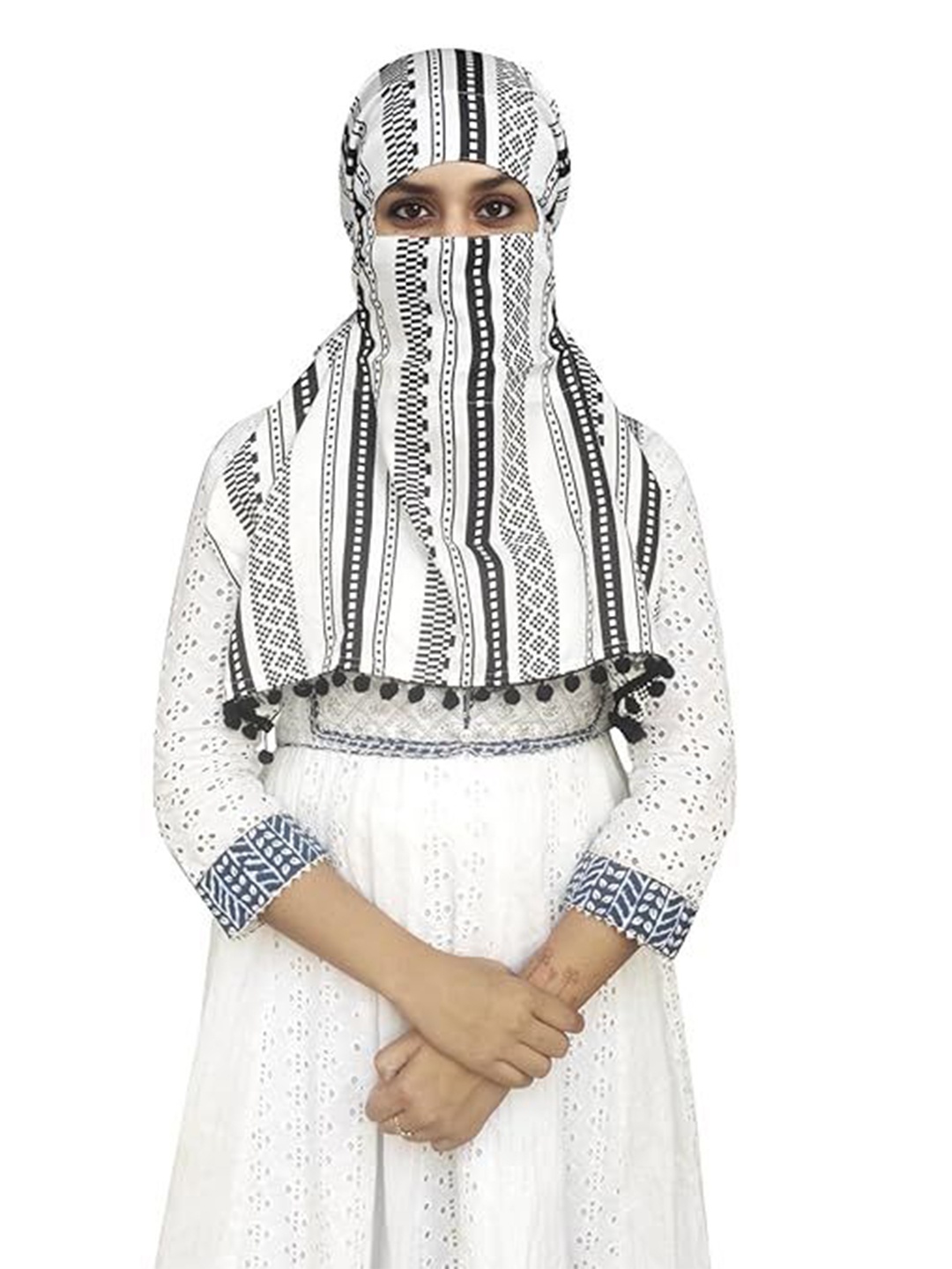 

SWITCHON Geometric Printed Scarf, White