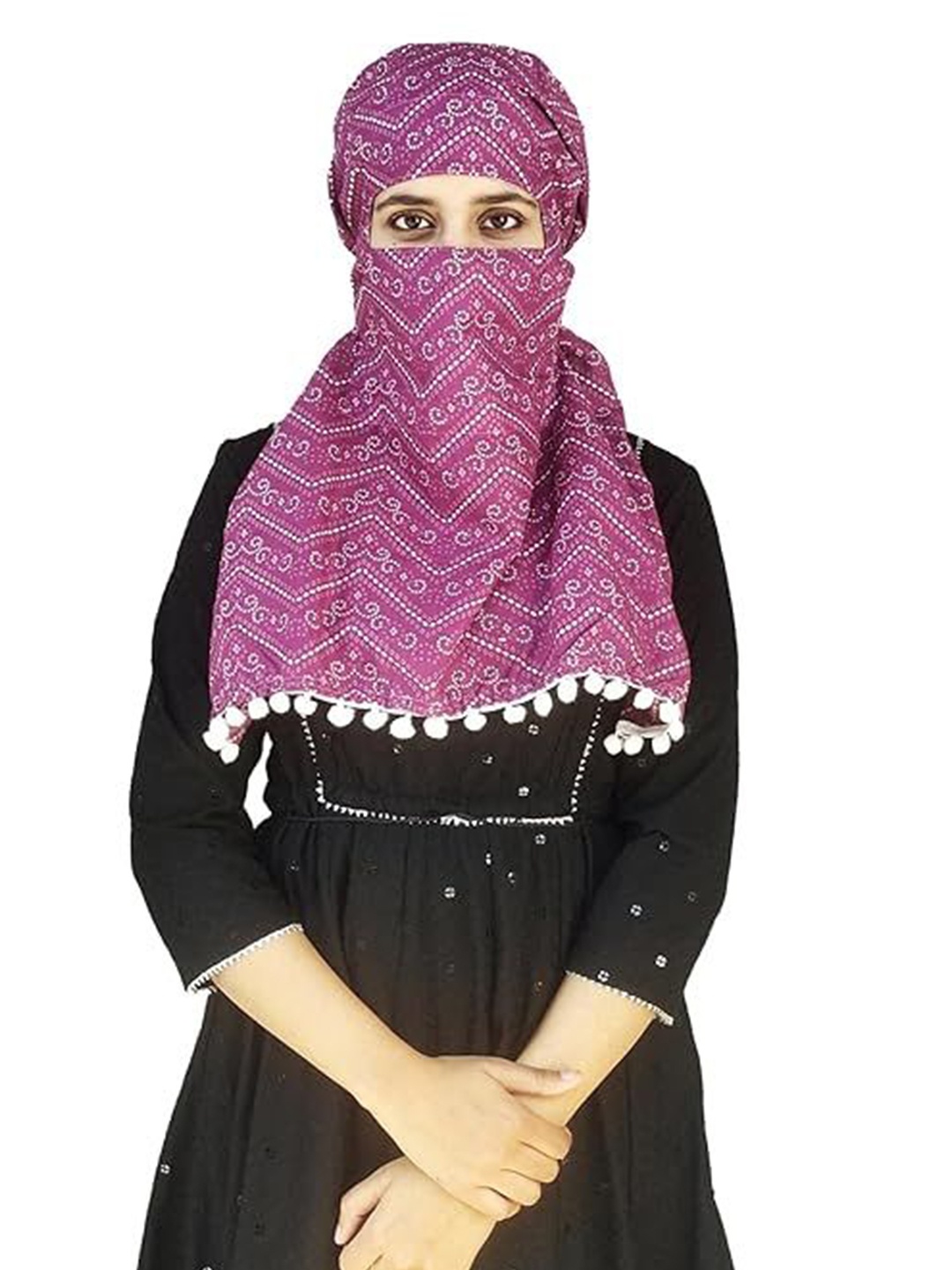 

SWITCHON Printed Cotton Scarf, Purple