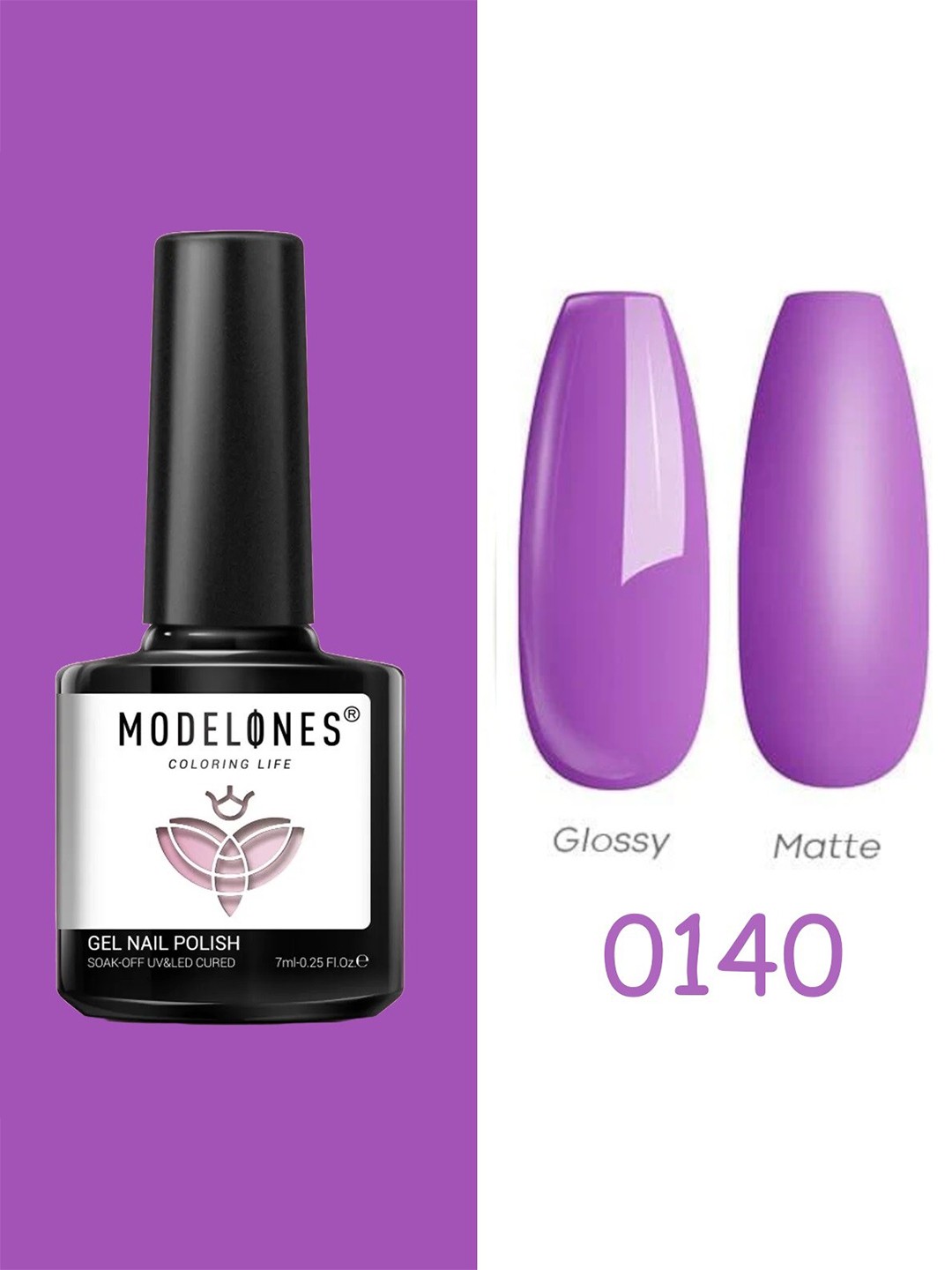 

Modelones Coloring Life Soak Off UV & LED Cured Gel Nail Polish 7ml - Shade MD 0140, Purple