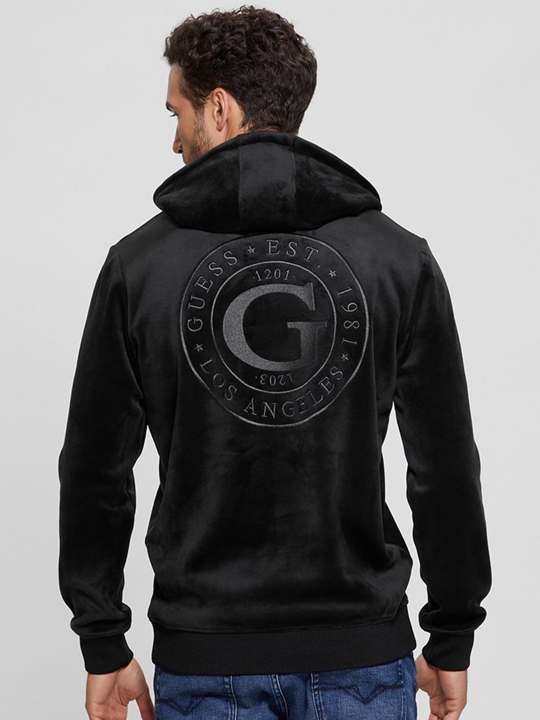 

GUESS Unisex Printed Hooded Sweatshirt, Black
