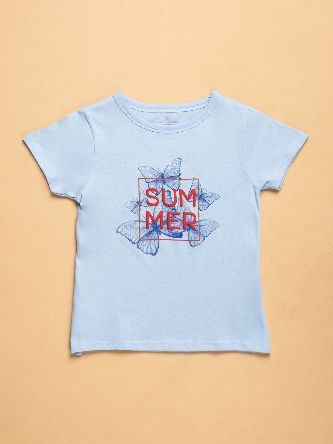 

Purple United Kids Girls Typography Printed T-shirt, Blue
