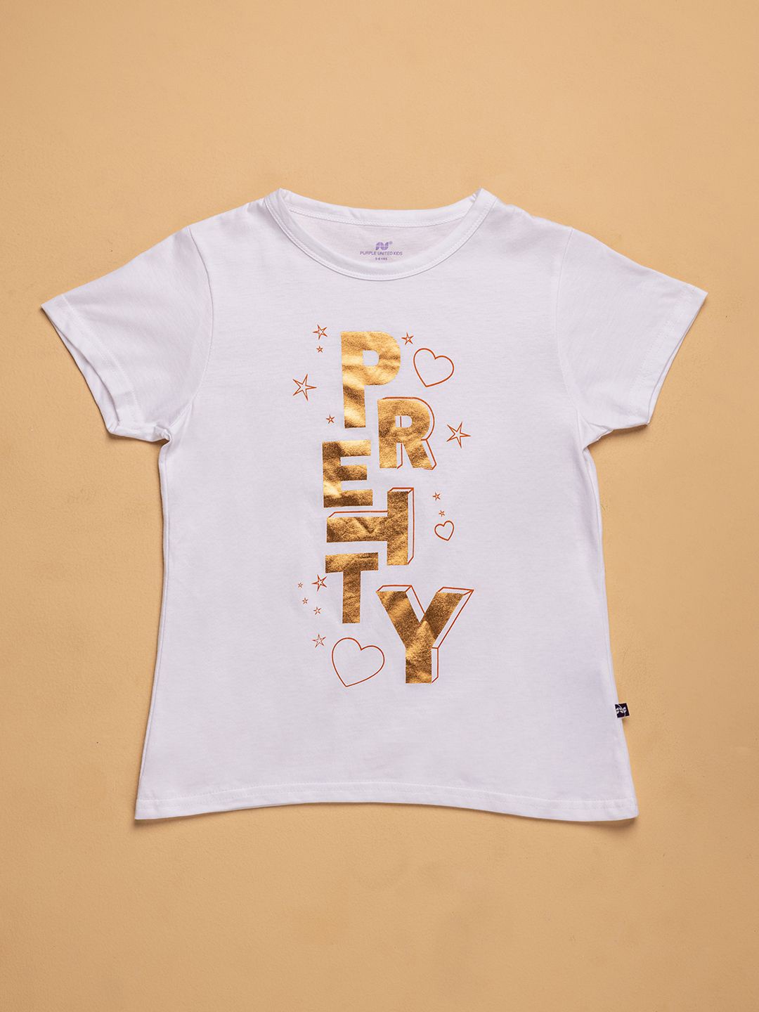 

Purple United Kids Girls Typography Printed T-shirt, Off white