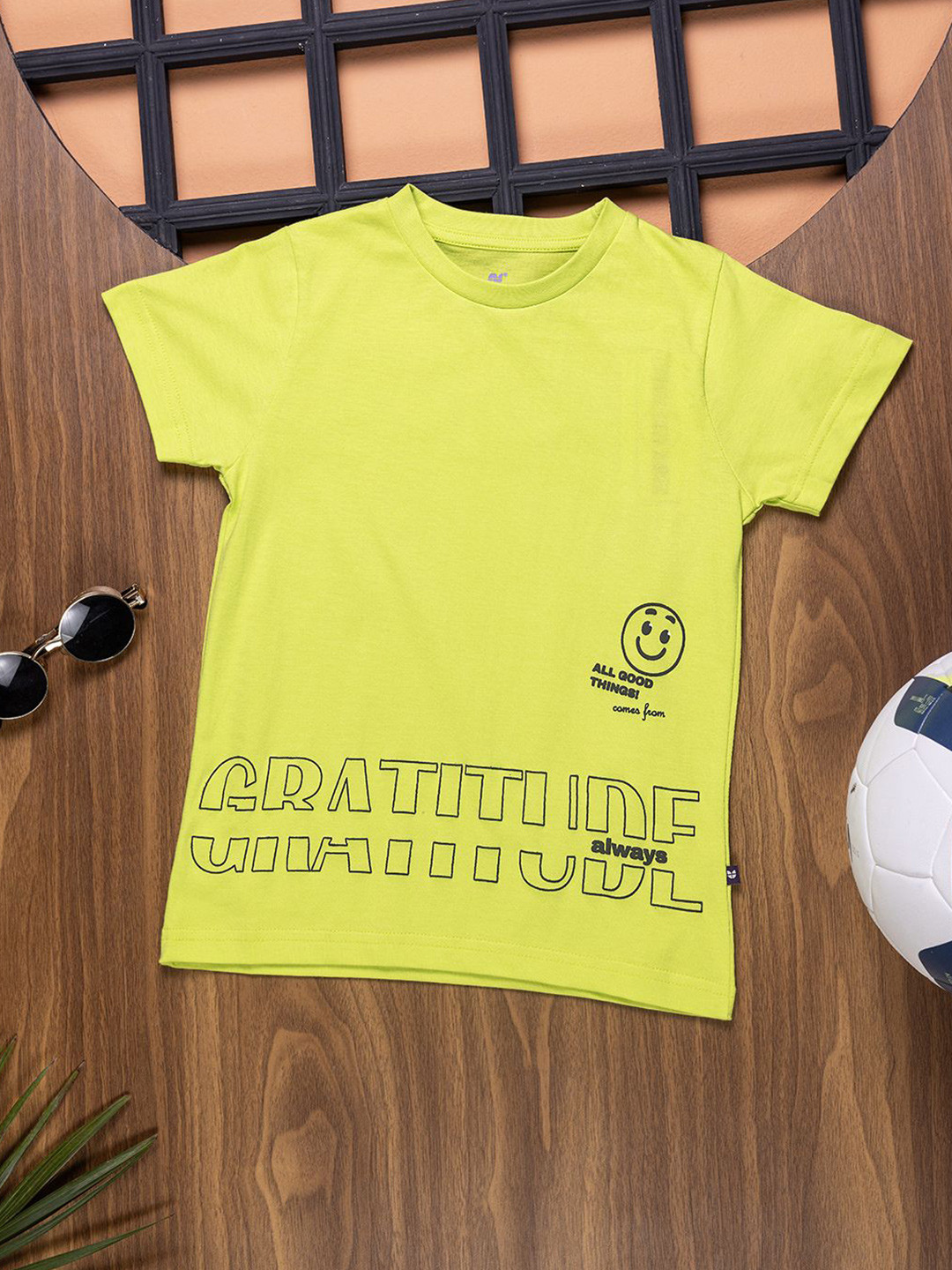 

Purple United Kids Boys Typography Printed Round Neck T-shirt, Lime green