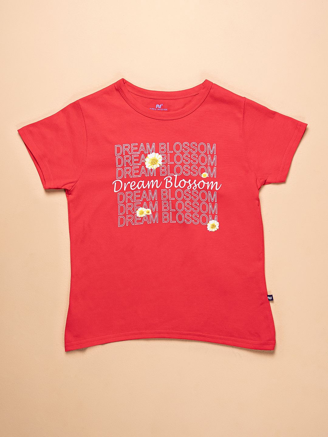 

Purple United Kids Girls Typography Cotton T-shirt, Red