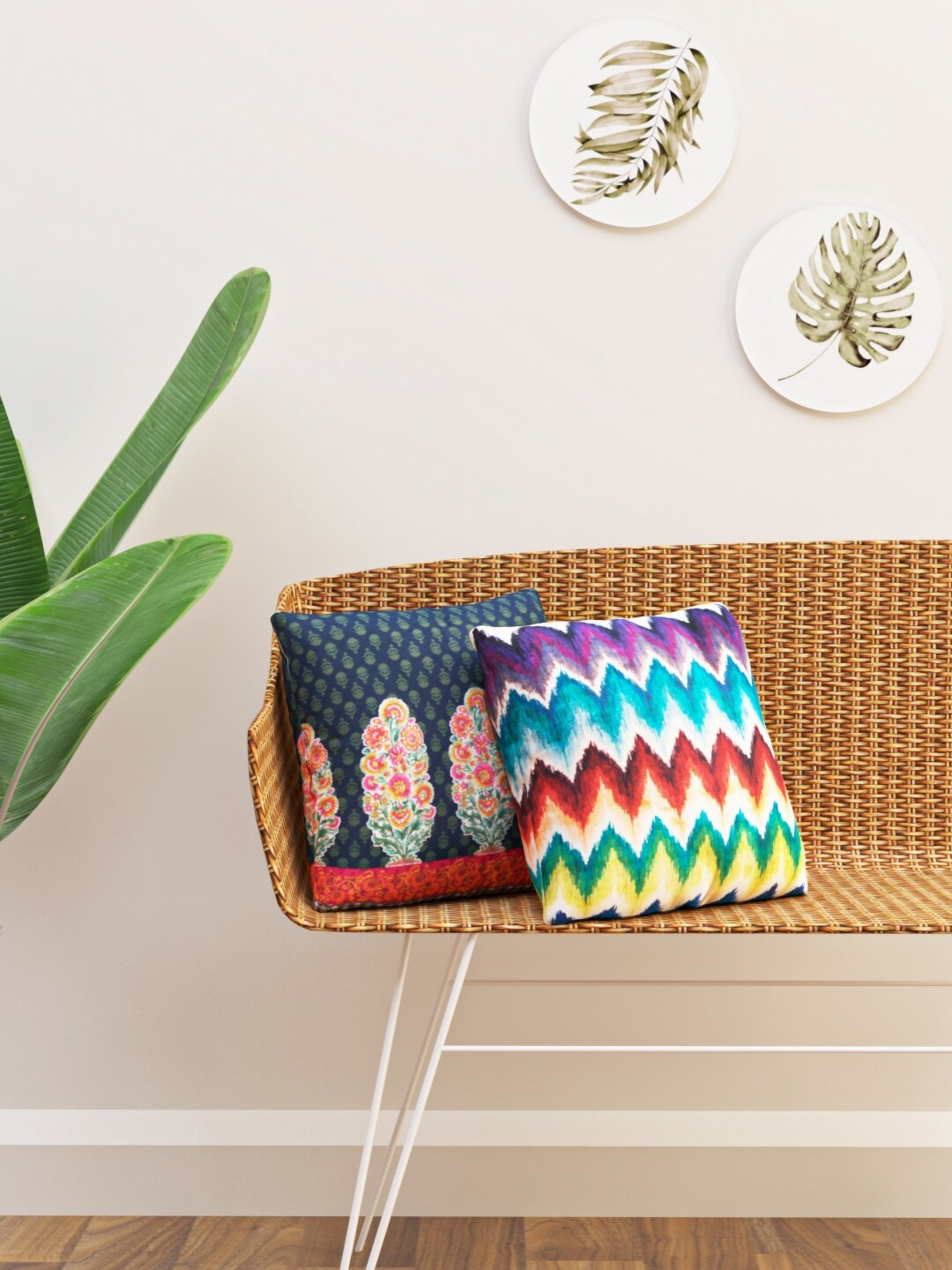 

HAPPY HUES Navy Blue & Purple 2 Pieces Abstract Printed Square Cushion Covers