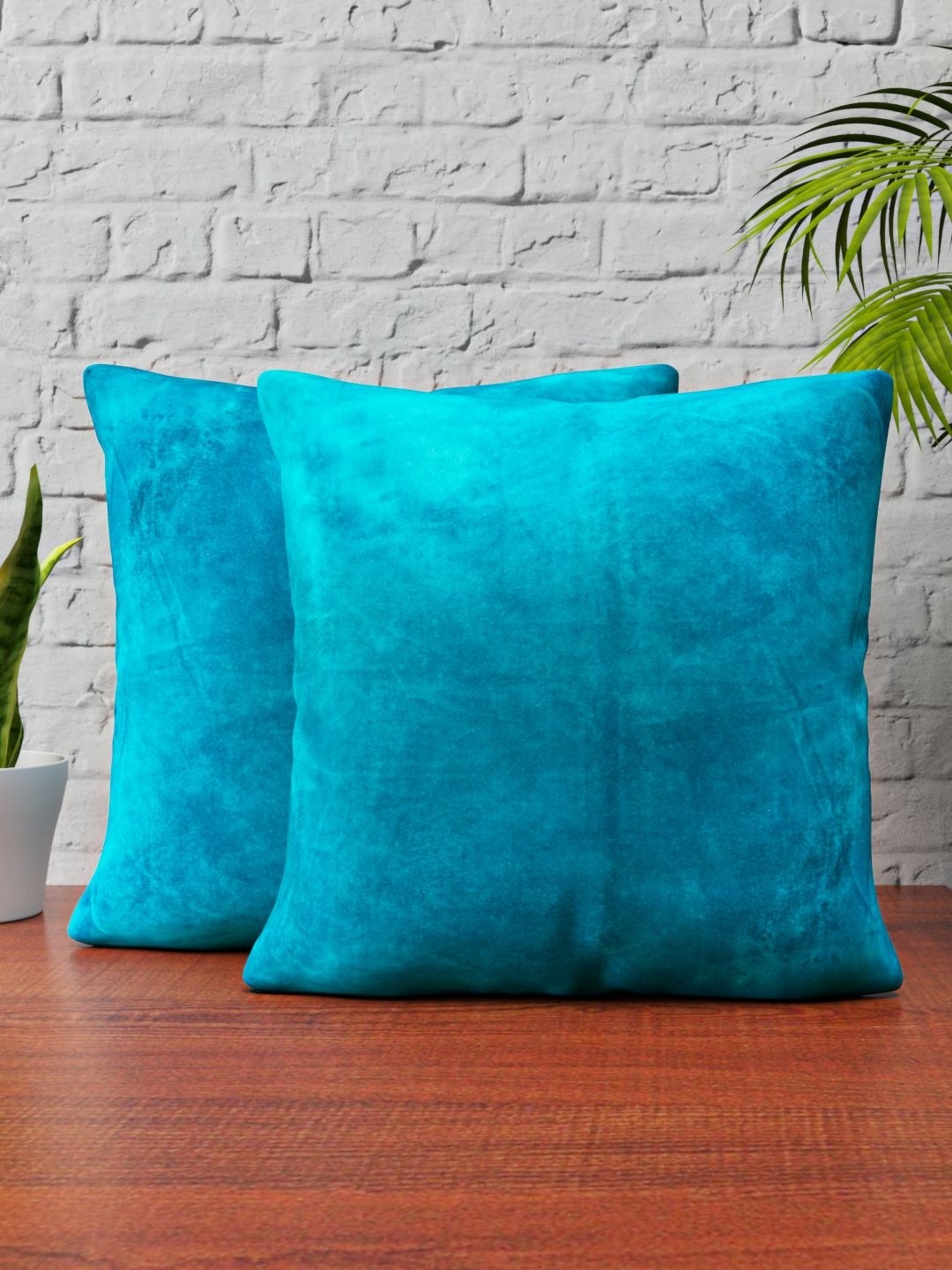 

HAPPY HUES Blue 2 Pieces Square Cushion Covers