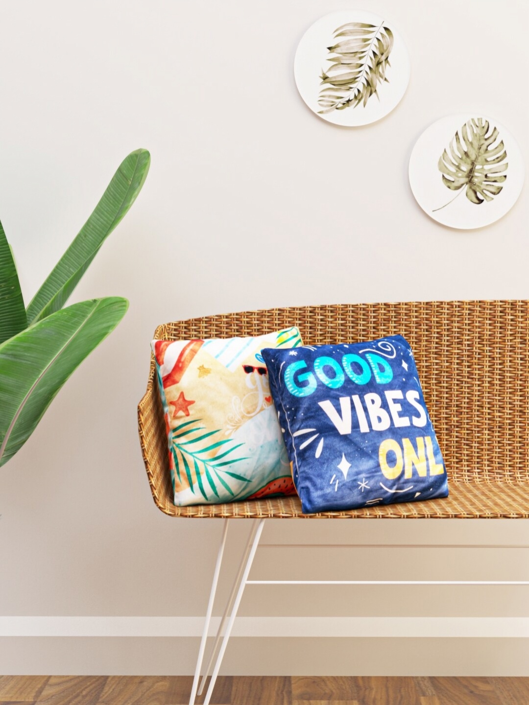 

HAPPY HUES Pink & White Abstract Square Cushion Covers