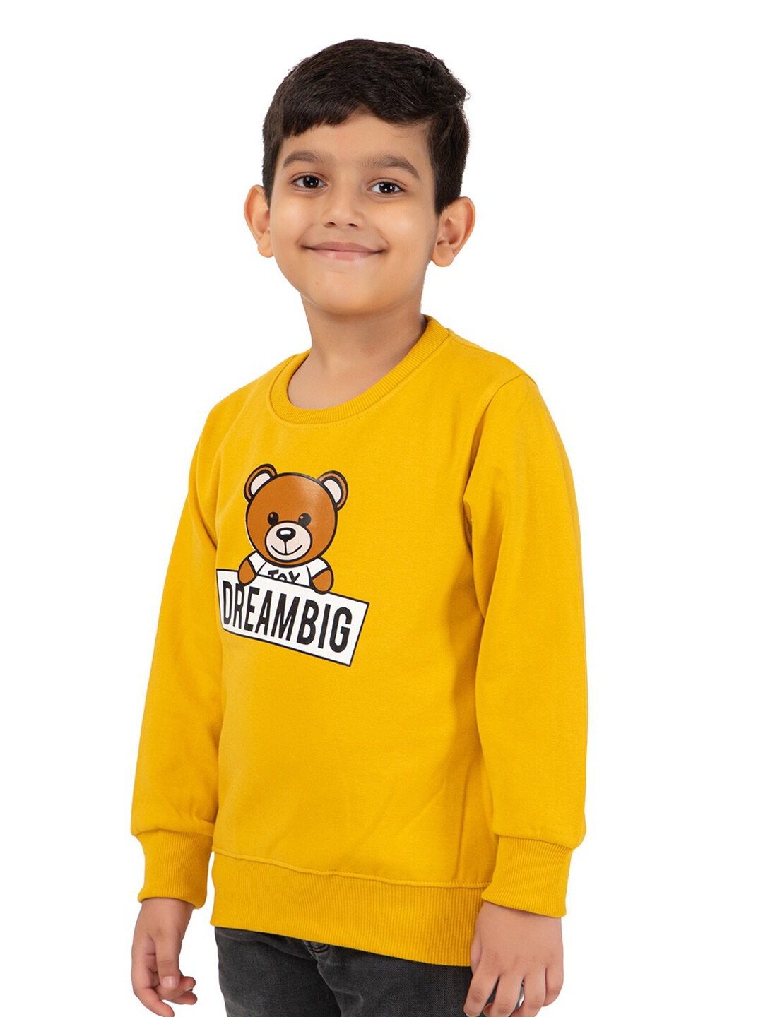 

SMSHOPMORE Kids Printed Round Neck Long Sleeves Fleece Sweatshirt, Yellow