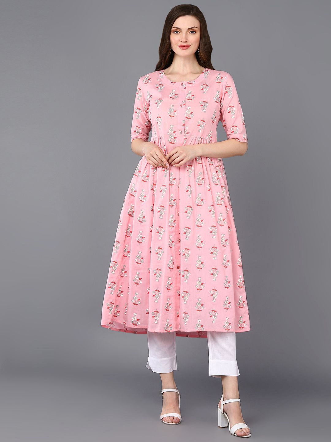 

KALINI Floral Printed Kurta, Pink